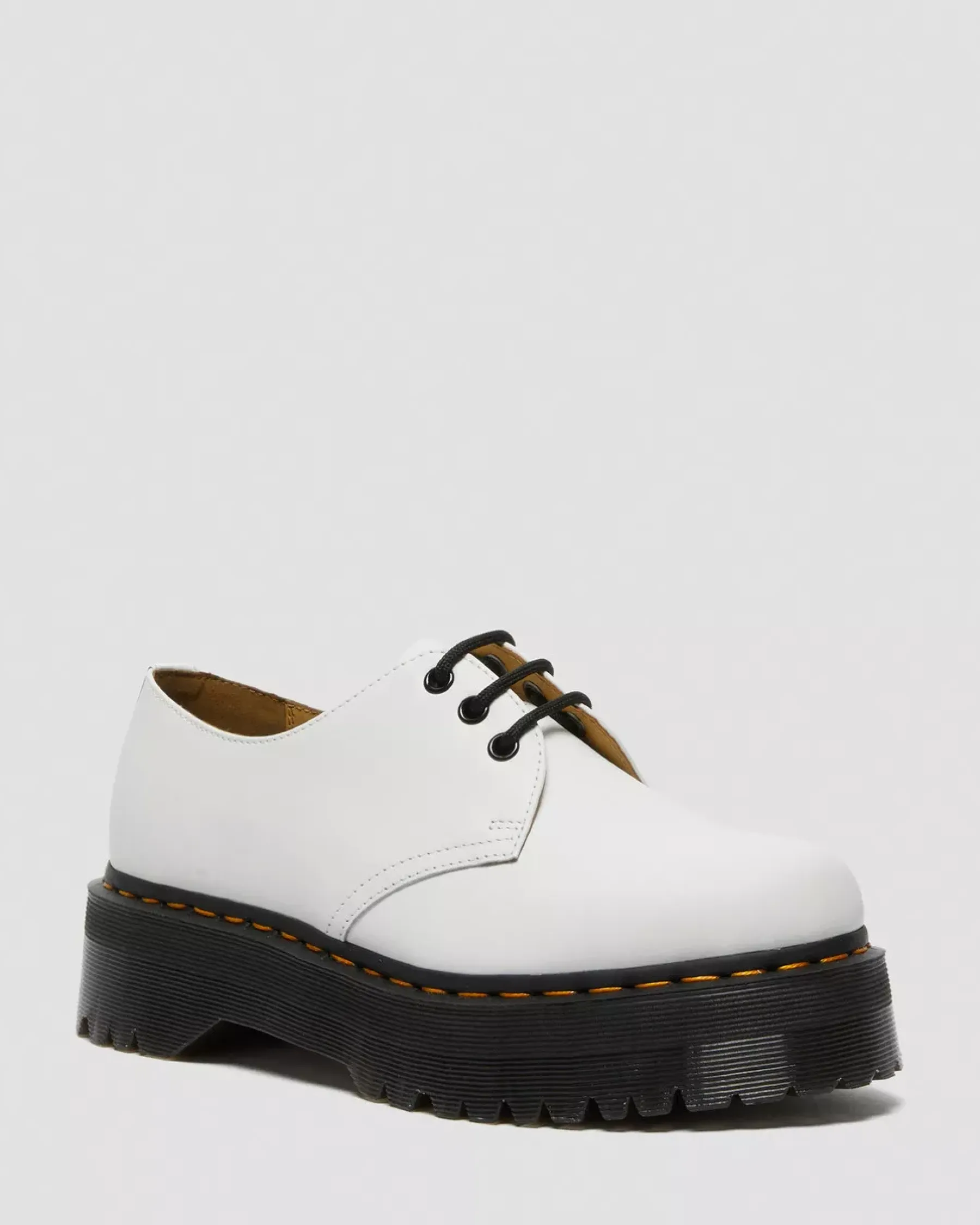 Sale|Platform Shoes>Dr. Martens 1461 Smooth Leather Platform Shoes White — Polished Smooth