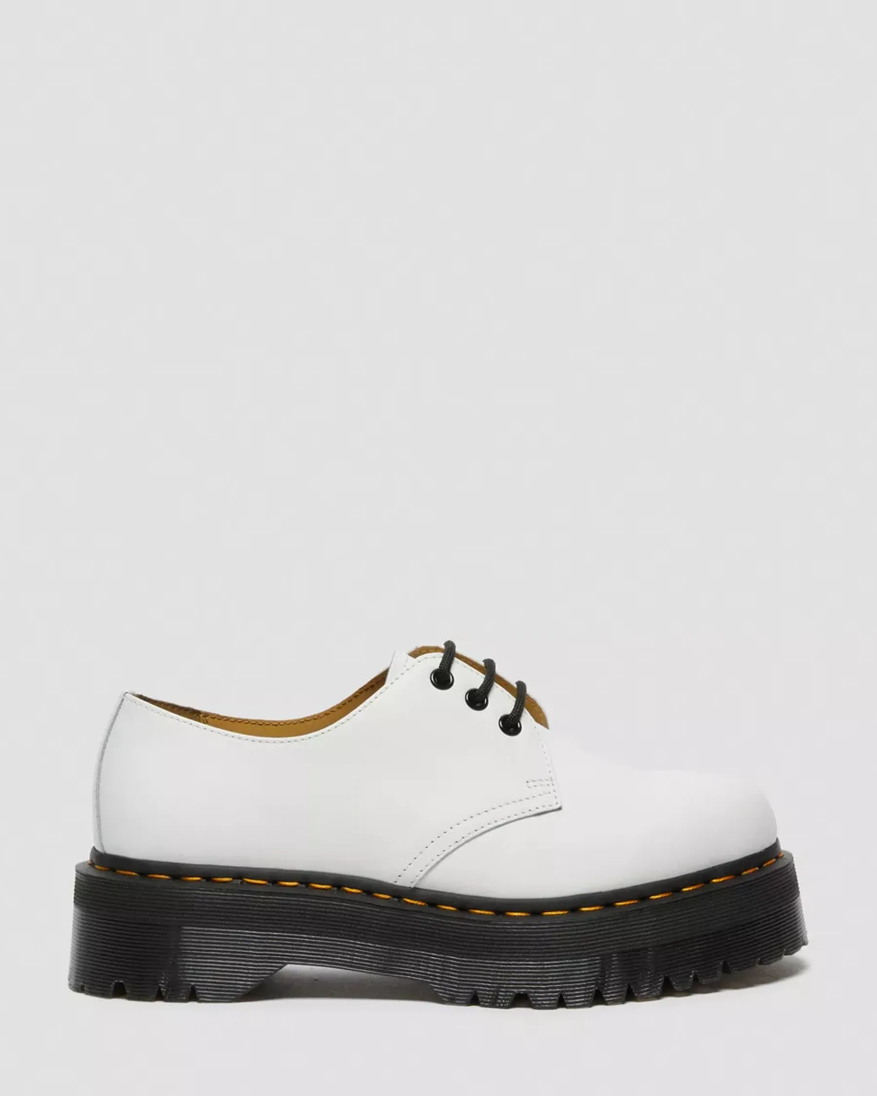 Sale|Platform Shoes>Dr. Martens 1461 Smooth Leather Platform Shoes White — Polished Smooth