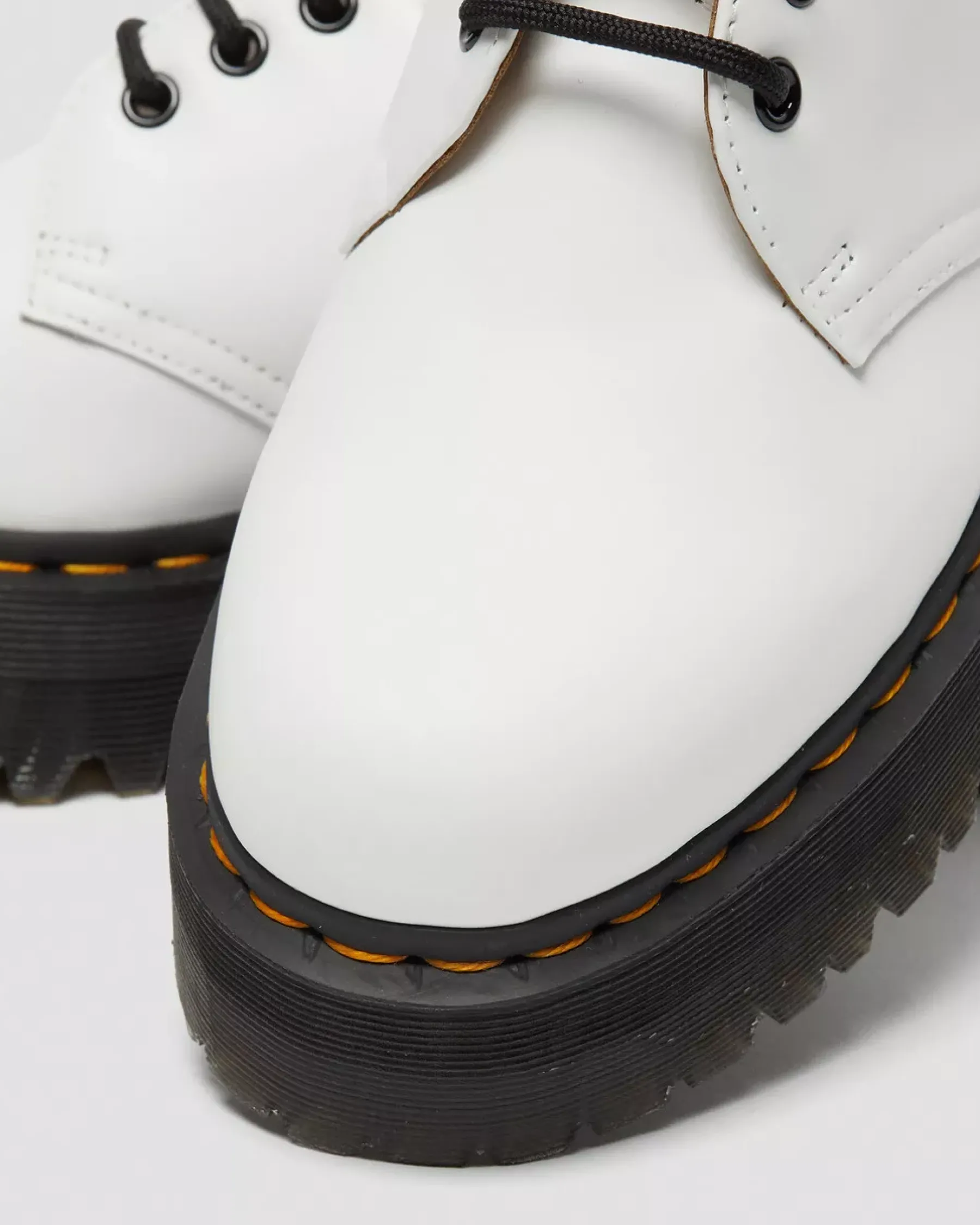 Sale|Platform Shoes>Dr. Martens 1461 Smooth Leather Platform Shoes White — Polished Smooth