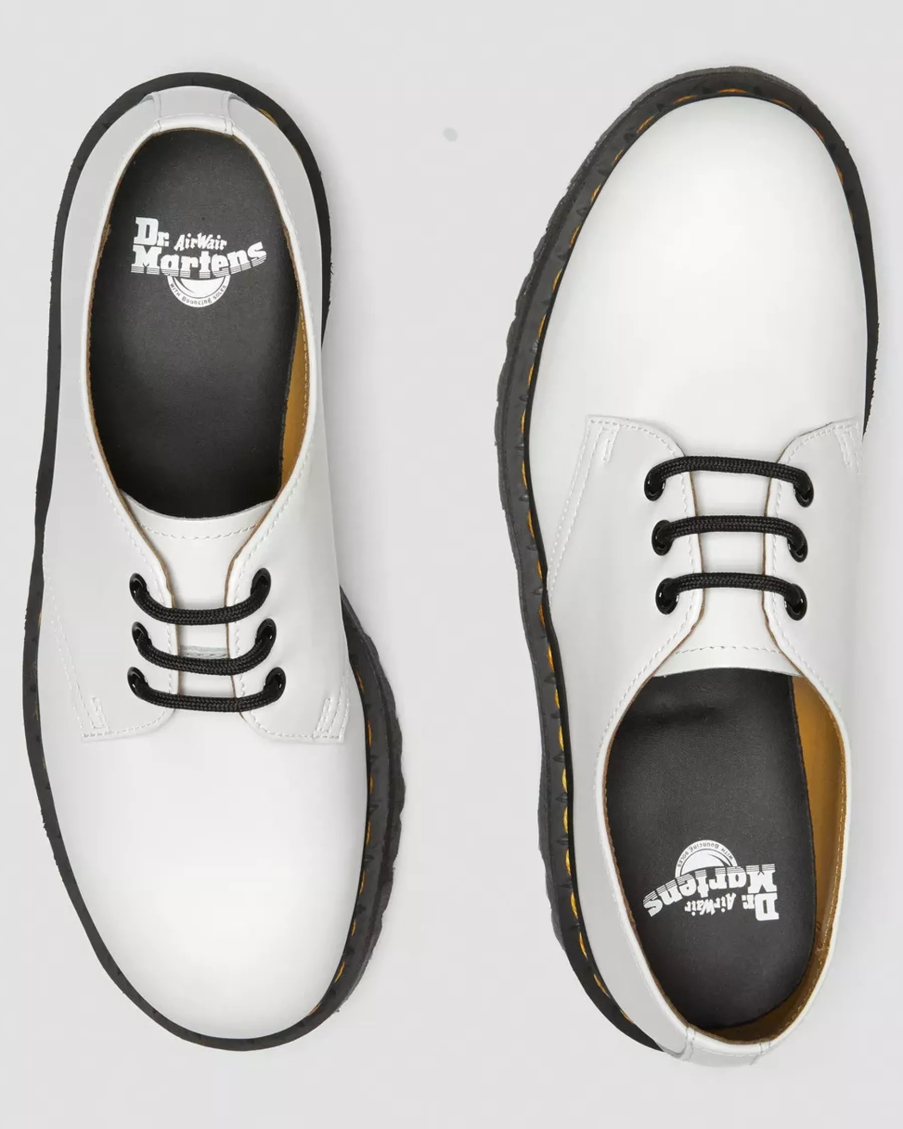 Sale|Platform Shoes>Dr. Martens 1461 Smooth Leather Platform Shoes White — Polished Smooth