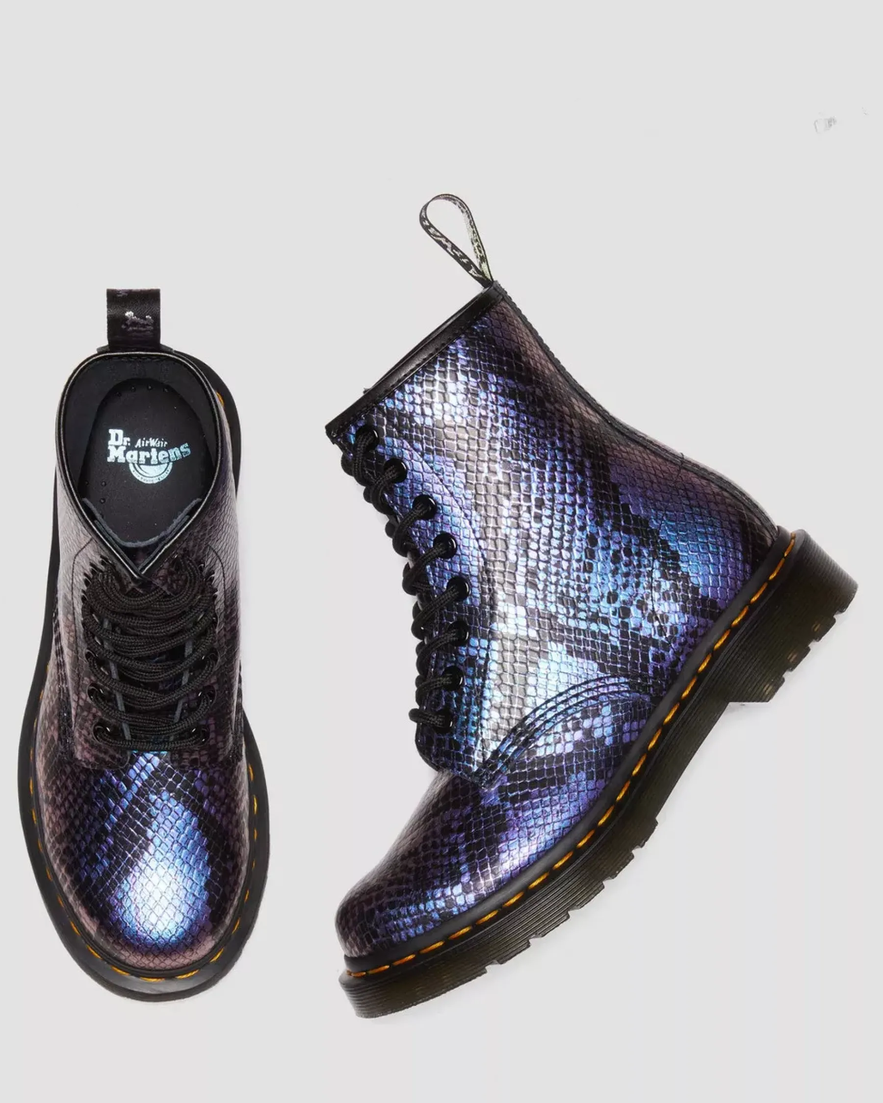 Sale|Originals>Dr. Martens 1460 Snake Print Emboss Leather Lace Up Boots BLACK+MULTI — Viper Croc Emboss