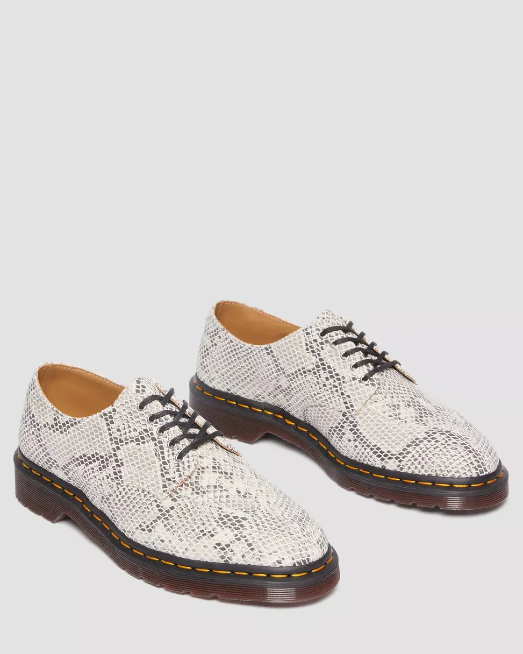 Sale|Shoes>Dr. Martens 2046 Snake Print Suede Oxford Shoes Sand+Black — Python Print Suede