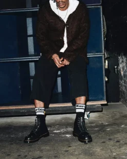 Originals|Ankle Boots>Dr. Martens 1460 Toe Plate Lunar Leather Jungle Zip Boots Black — Milled Nappa