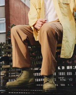 Originals|Ankle Boots>Dr. Martens 101 Tumbled Nubuck Leather Ankle Boots Muted Olive — Tumbled Nubuck