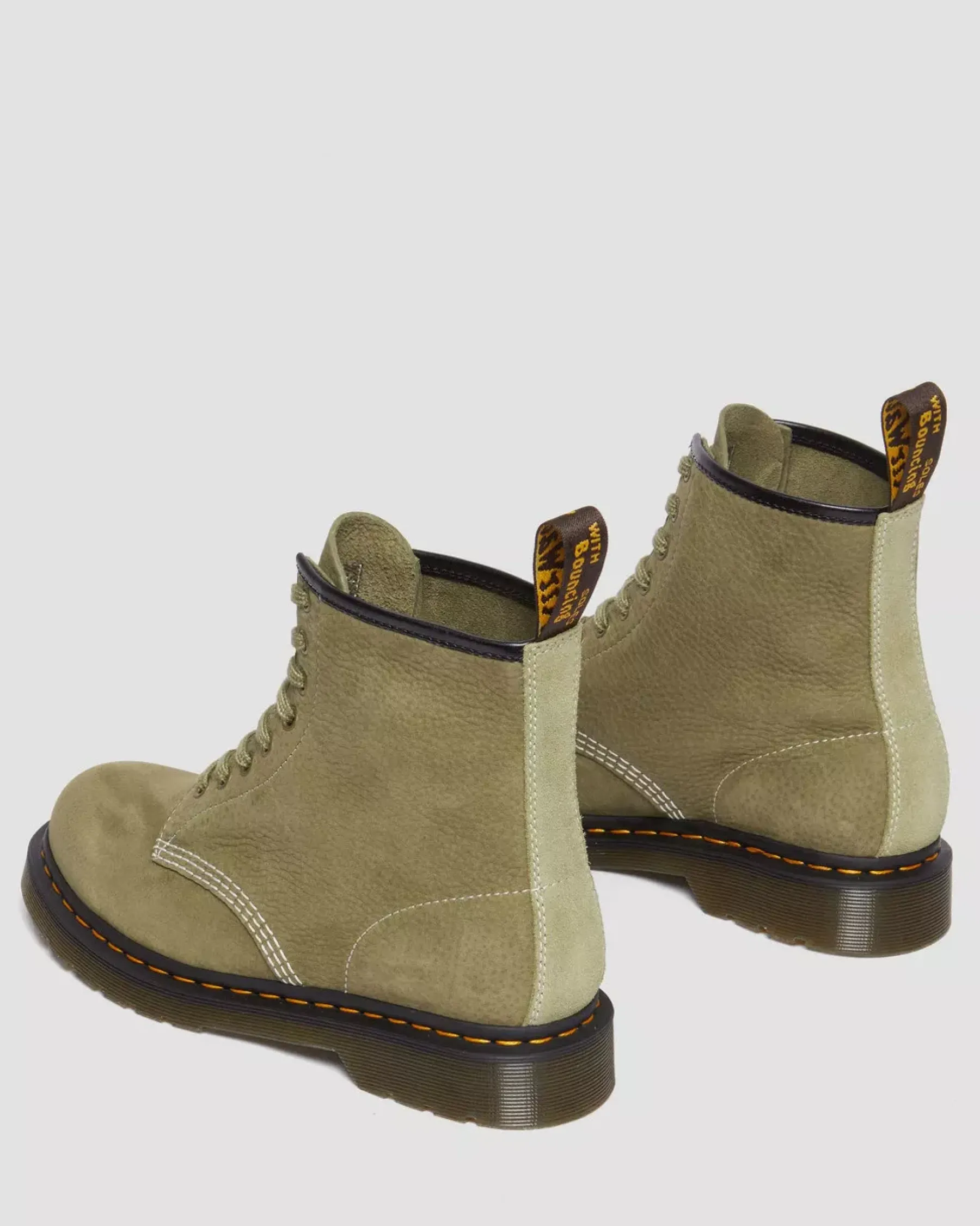 Originals|Ankle Boots>Dr. Martens 1460 Tumbled Nubuck Leather Lace Up Boots Muted Olive — Tumbled Nubuck
