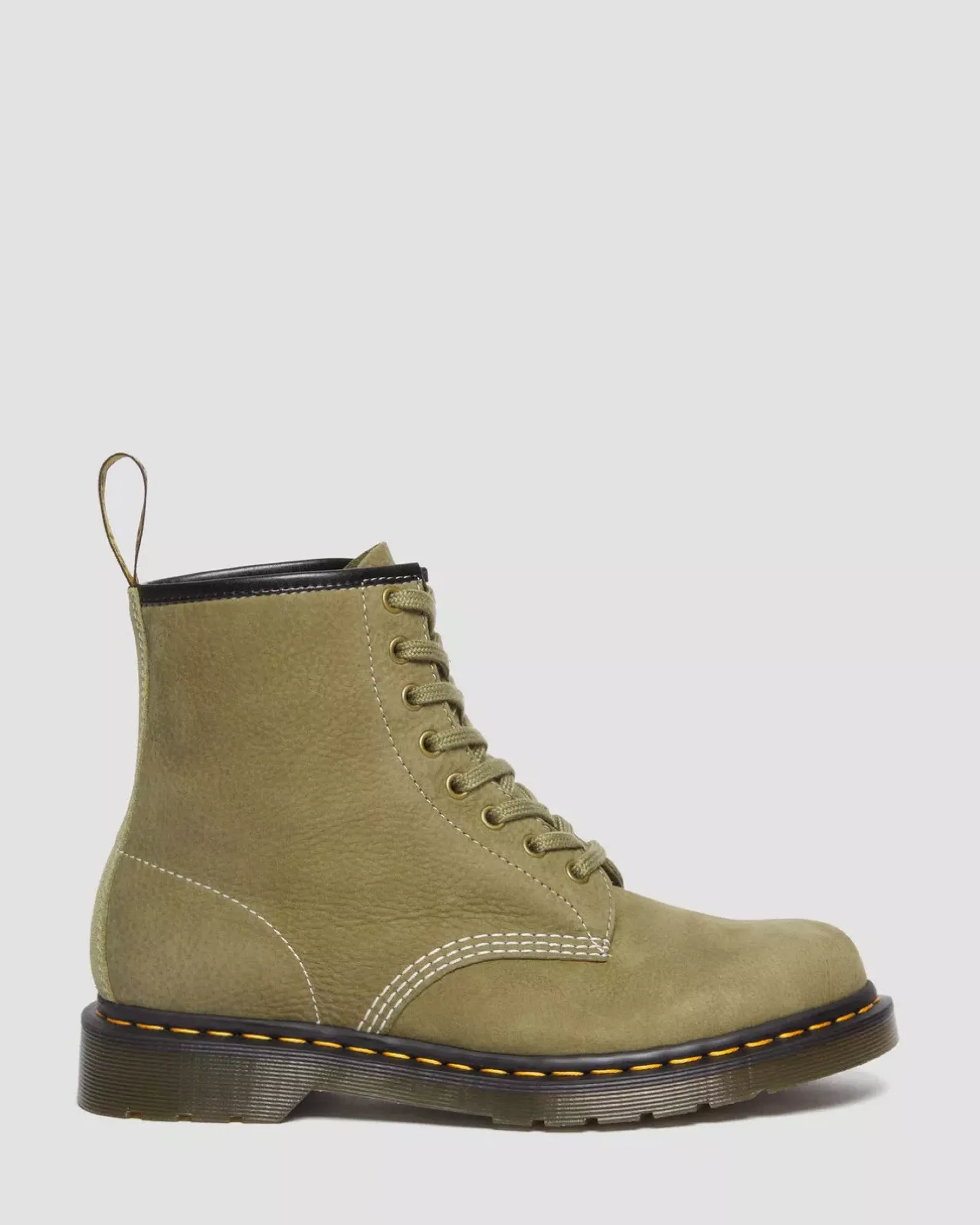 Originals|Ankle Boots>Dr. Martens 1460 Tumbled Nubuck Leather Lace Up Boots Muted Olive — Tumbled Nubuck
