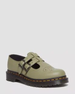 Originals|Mary Janes>Dr. Martens 8065 Virginia Leather Mary Jane Shoes Muted Olive — Virginia