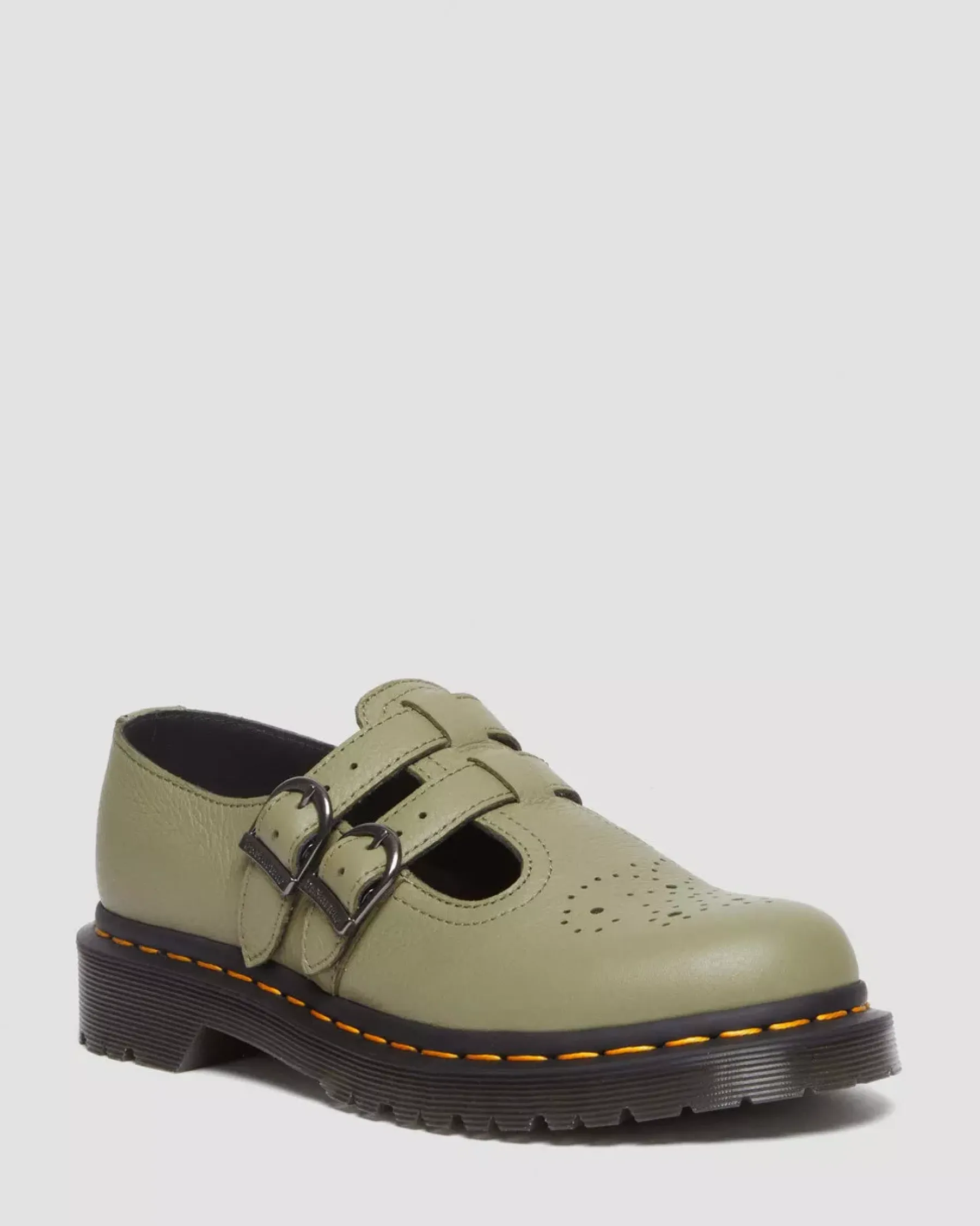 Originals|Mary Janes>Dr. Martens 8065 Virginia Leather Mary Jane Shoes Muted Olive — Virginia