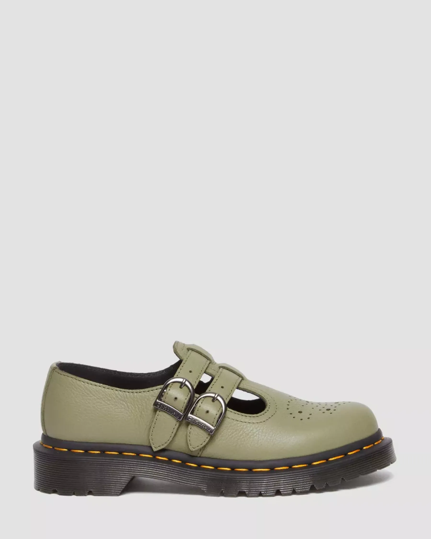 Originals|Mary Janes>Dr. Martens 8065 Virginia Leather Mary Jane Shoes Muted Olive — Virginia