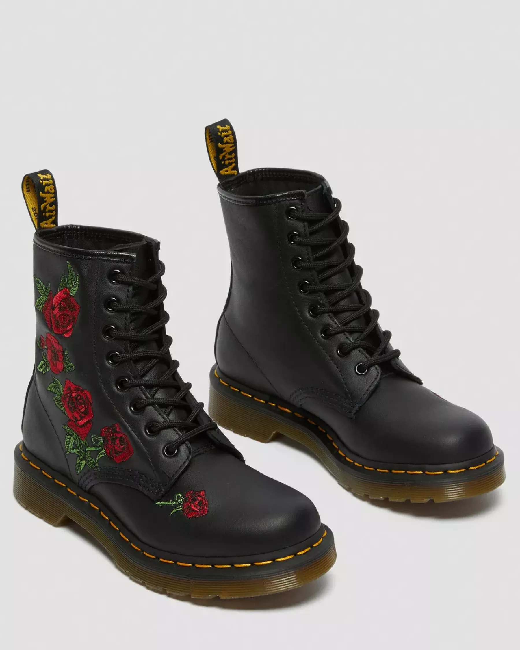 Bestsellers|Originals>Dr. Martens 1460 Vonda Floral Leather Lace Up Boots Black — Softy T