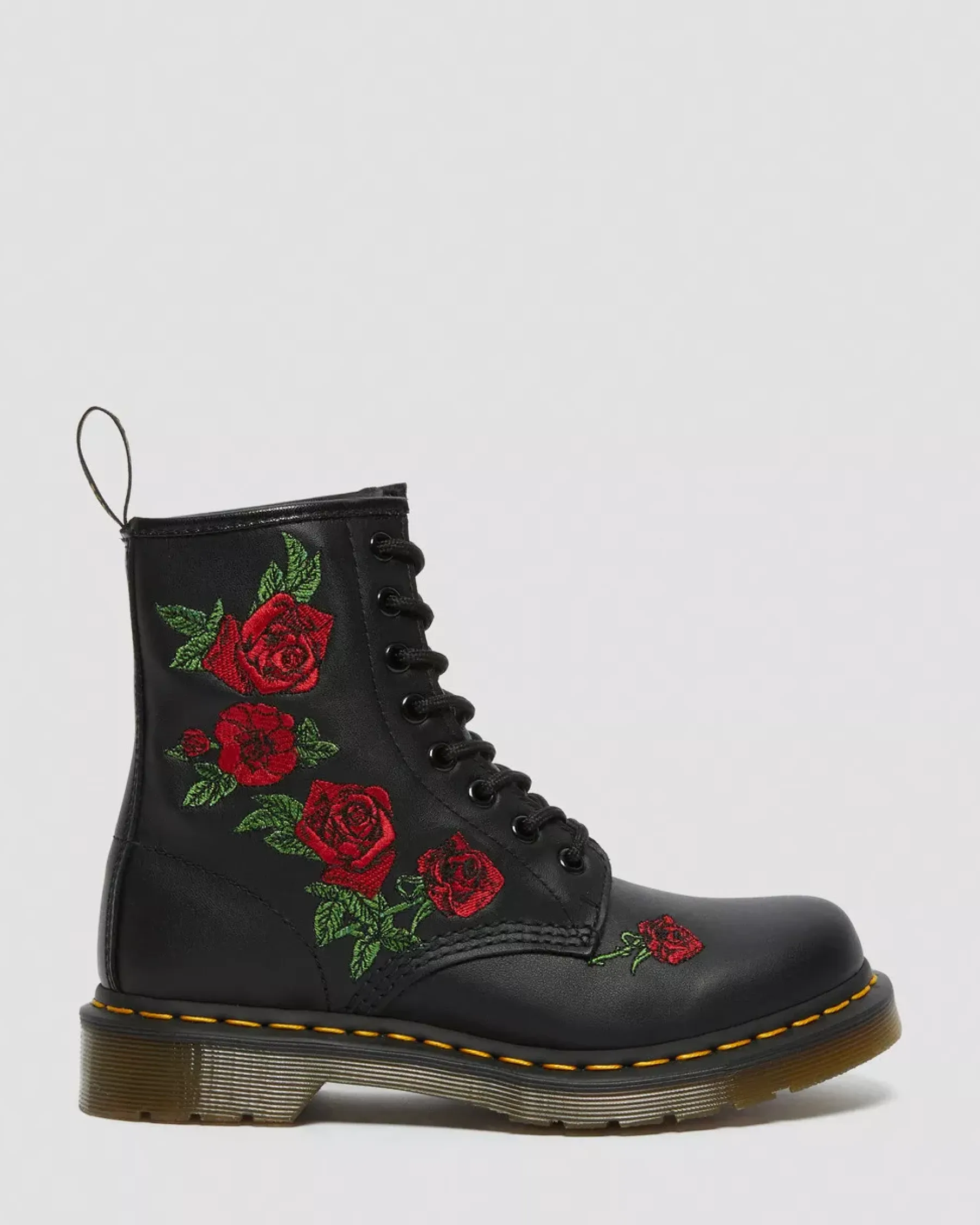 Bestsellers|Originals>Dr. Martens 1460 Vonda Floral Leather Lace Up Boots Black — Softy T