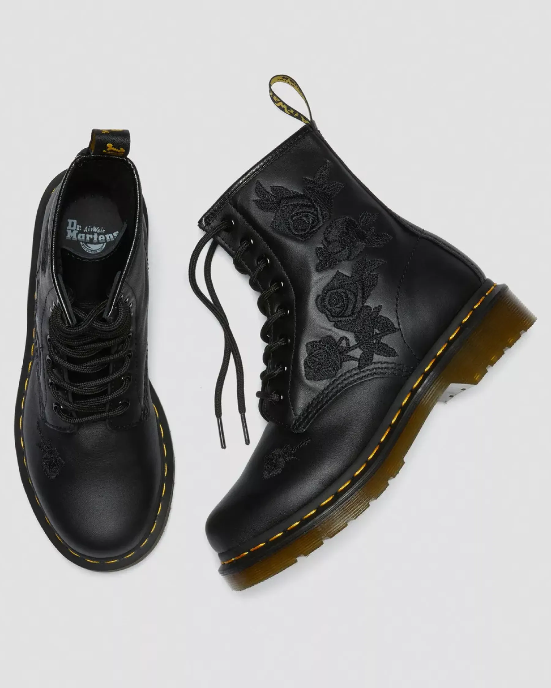 Originals|Ankle Boots>Dr. Martens 1460 Vonda Mono Women's Floral Boots Black — Softy T