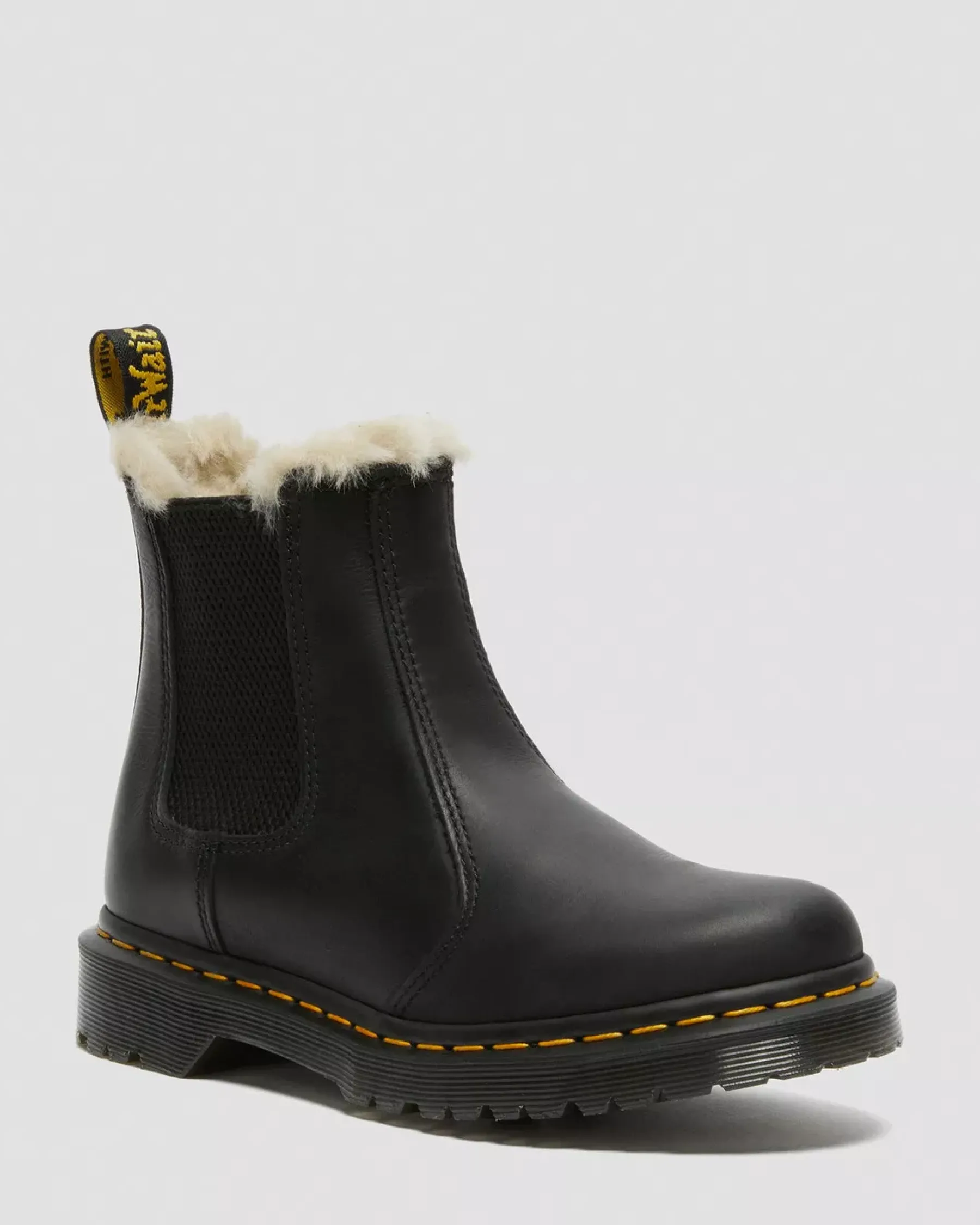 Bestsellers|Chelsea Boots>Dr. Martens 2976 Women's Faux Fur Lined Chelsea Boots Black — Burnished Wyoming