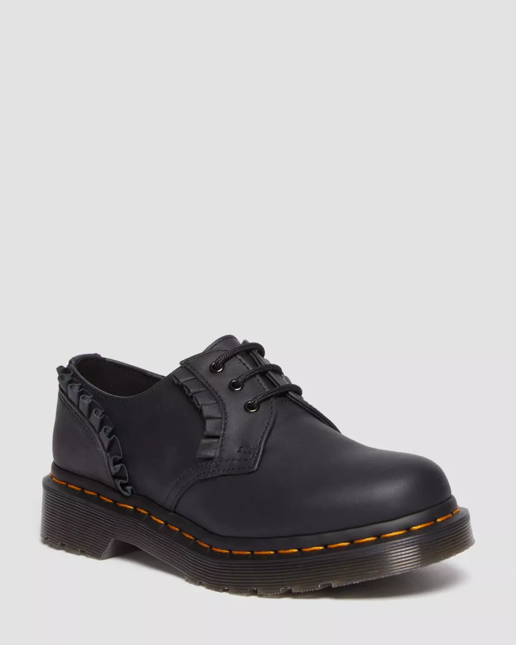 Sale>Dr. Martens 1461 Women's Frill Nappa Leather Oxford Shoes Black — Nappa Leather