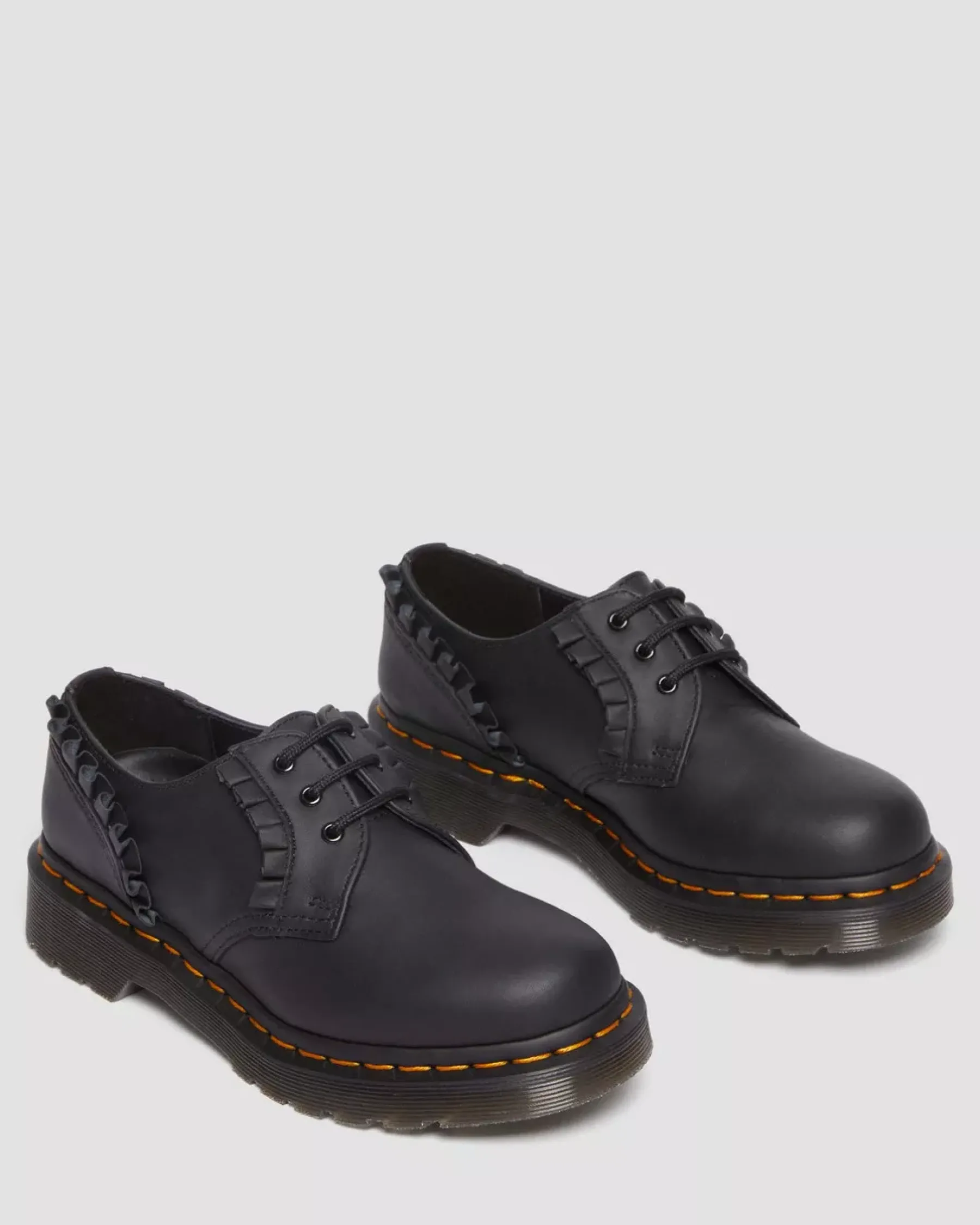 Sale>Dr. Martens 1461 Women's Frill Nappa Leather Oxford Shoes Black — Nappa Leather