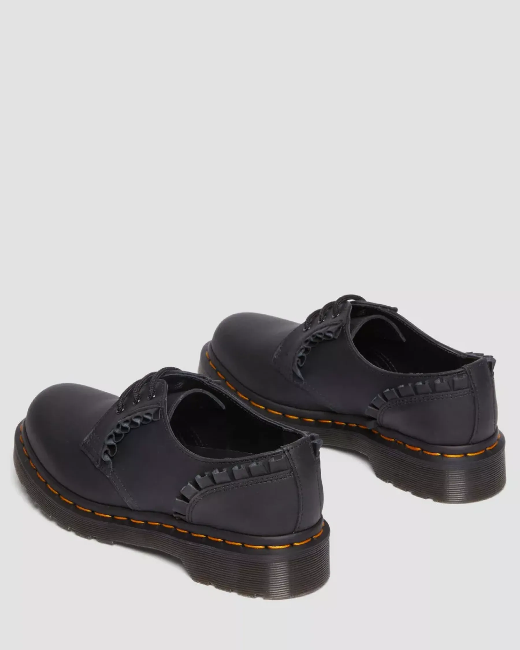 Sale>Dr. Martens 1461 Women's Frill Nappa Leather Oxford Shoes Black — Nappa Leather