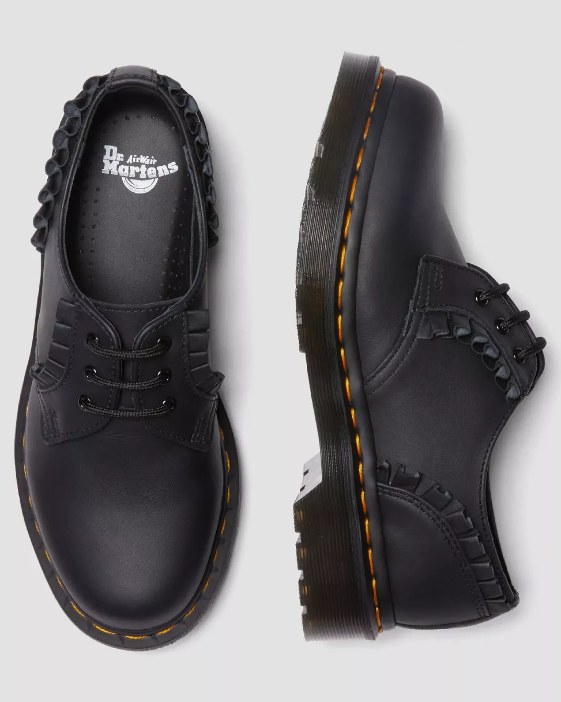 Sale>Dr. Martens 1461 Women's Frill Nappa Leather Oxford Shoes Black — Nappa Leather