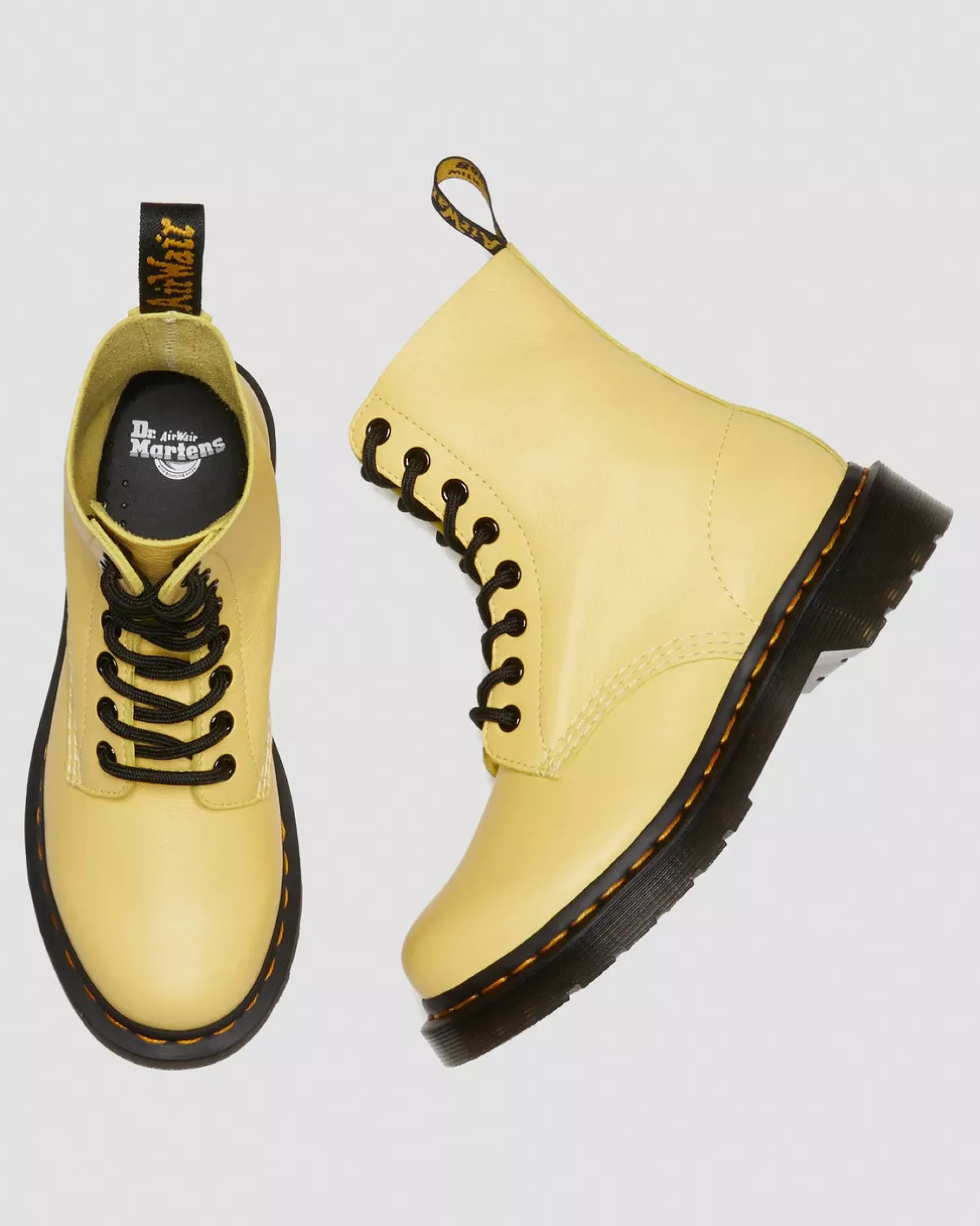 Sale|Originals>Dr. Martens 1460 Women's Pascal Black Eyelet Lace Up Boots Lemon Yellow — Virginia