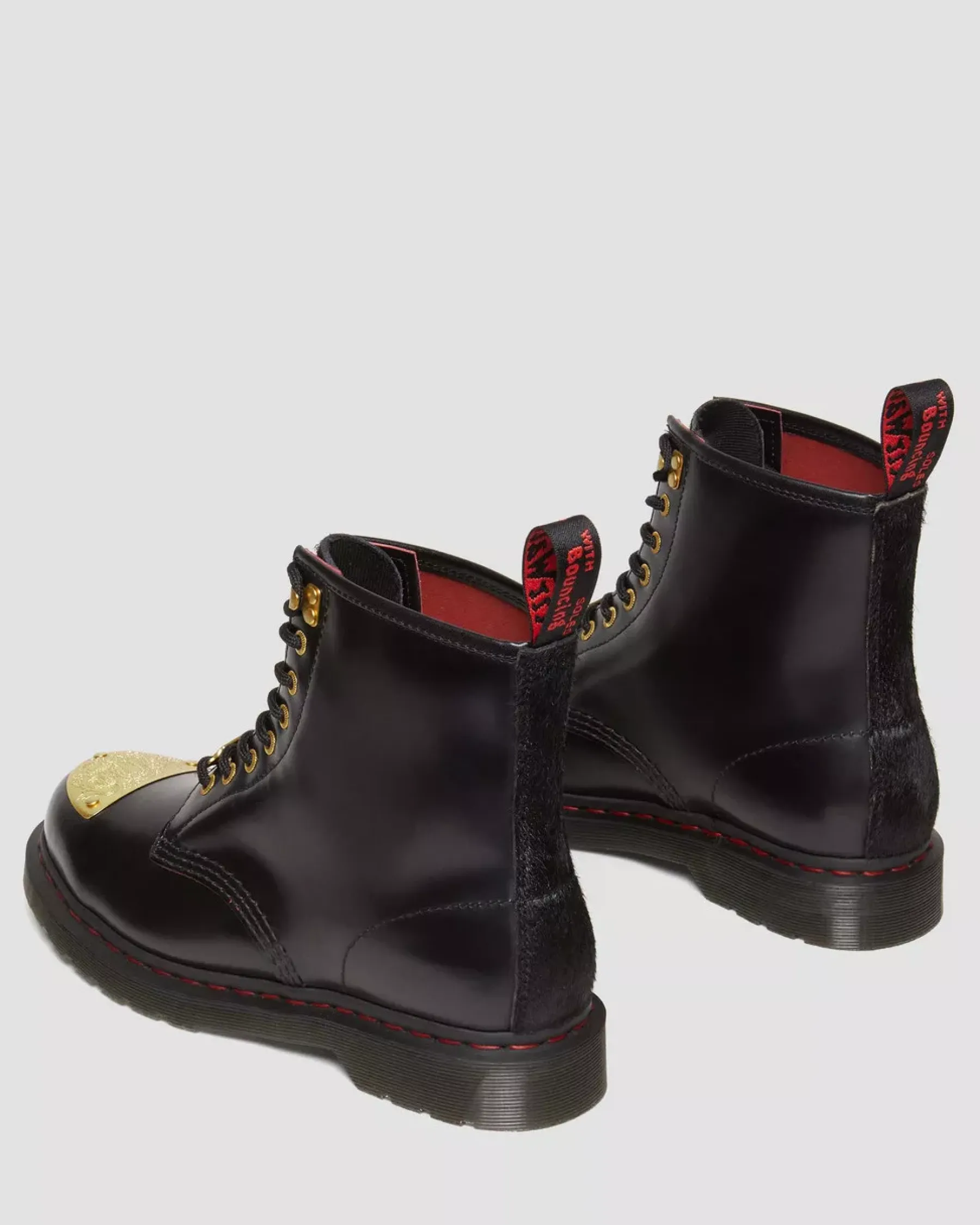 Originals|Ankle Boots>Dr. Martens 1460 Year of the Dragon Leather Lace Up Boots Black+Red+Black — Smooth Slice+Hair On