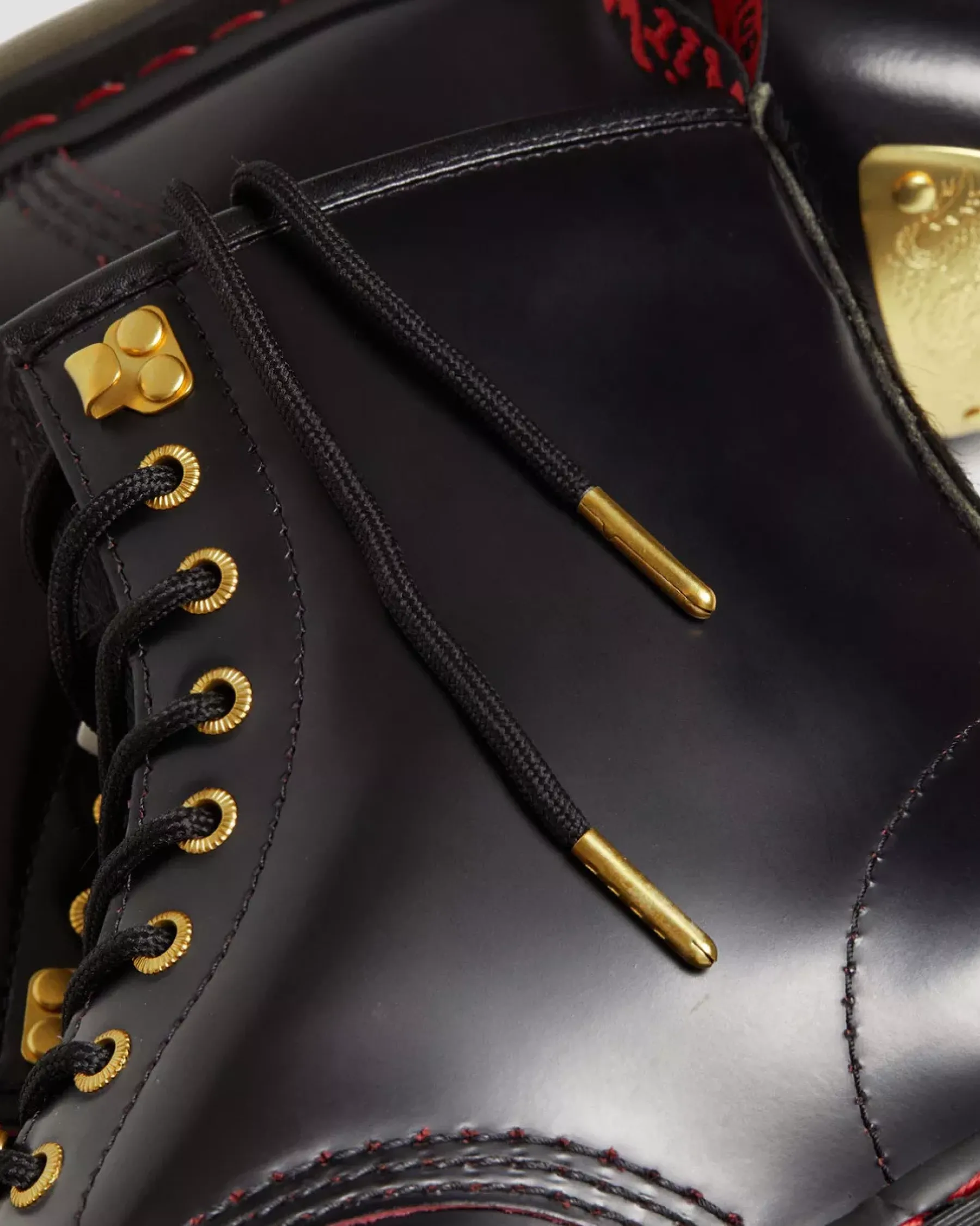 Originals|Ankle Boots>Dr. Martens 1460 Year of the Dragon Leather Lace Up Boots Black+Red+Black — Smooth Slice+Hair On