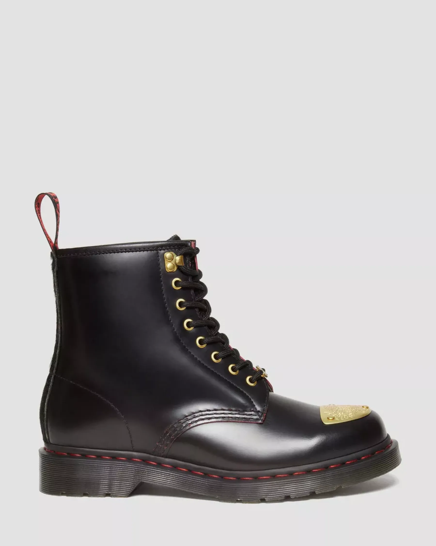 Originals|Ankle Boots>Dr. Martens 1460 Year of the Dragon Leather Lace Up Boots Black+Red+Black — Smooth Slice+Hair On