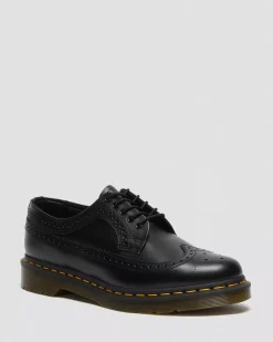 Originals|Shoes>Dr. Martens 3989 Yellow Stitch Smooth Leather Brogue Shoes Black — Smooth Leather
