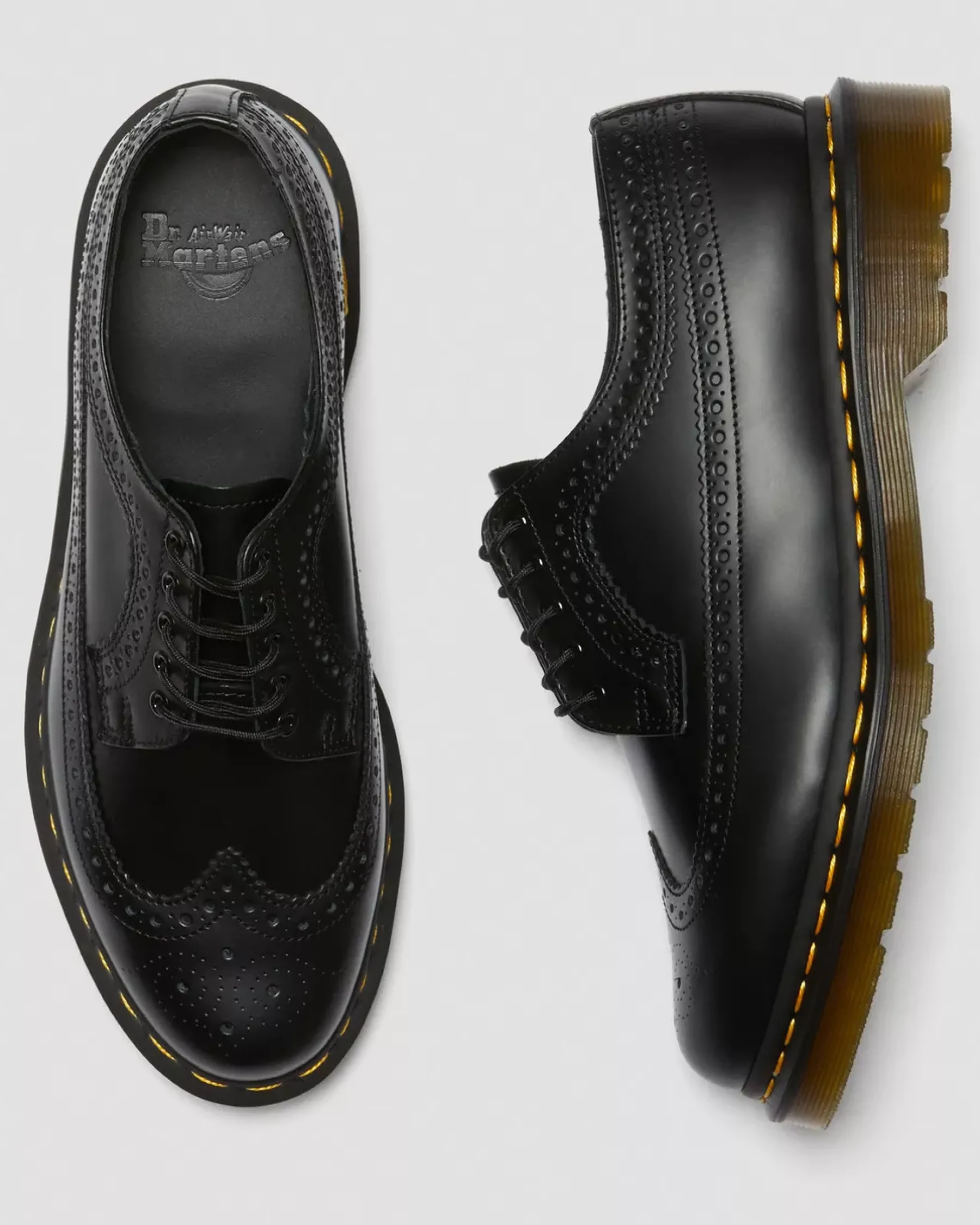 Originals|Shoes>Dr. Martens 3989 Yellow Stitch Smooth Leather Brogue Shoes Black — Smooth Leather