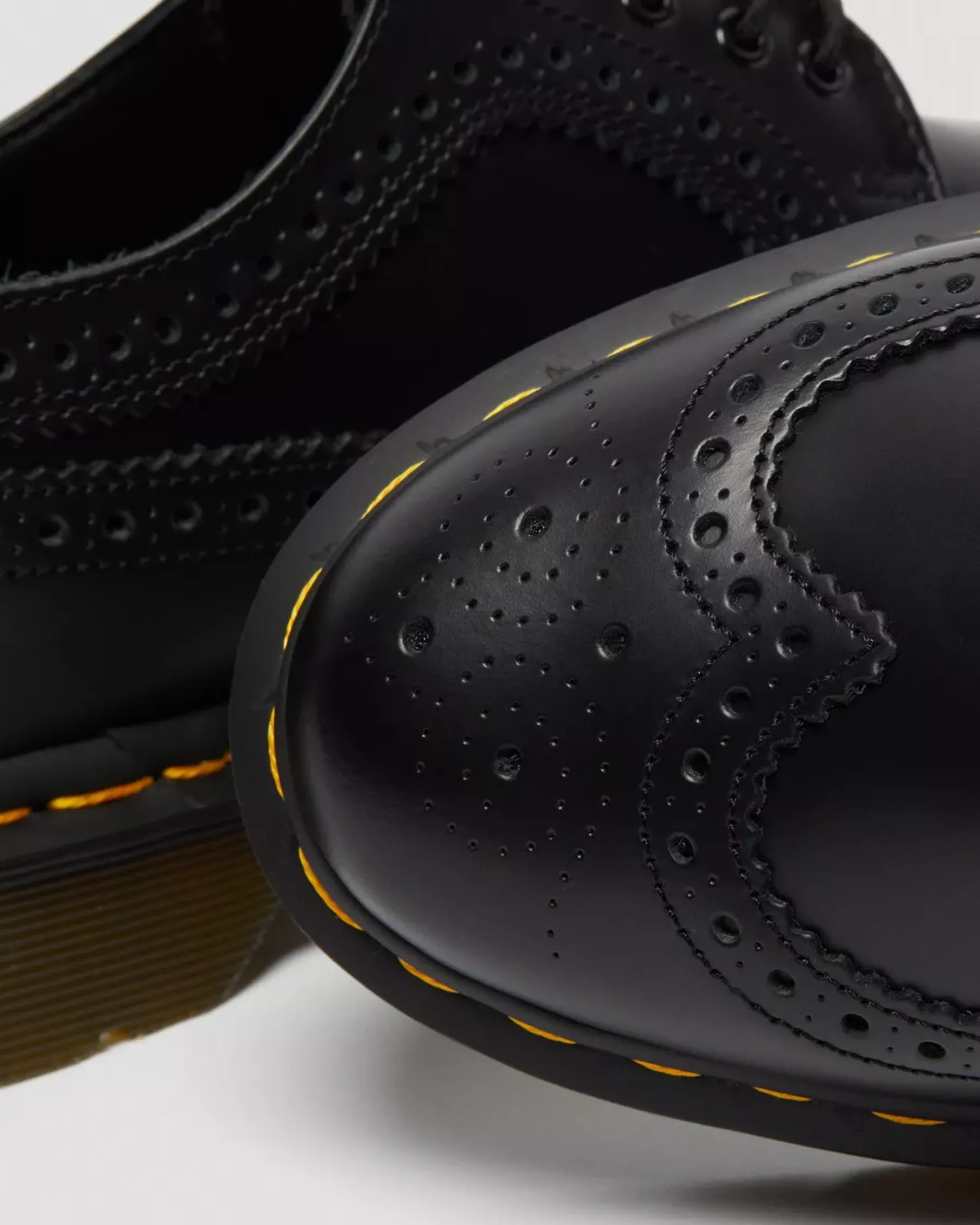 Originals|Shoes>Dr. Martens 3989 Yellow Stitch Smooth Leather Brogue Shoes Black — Smooth Leather