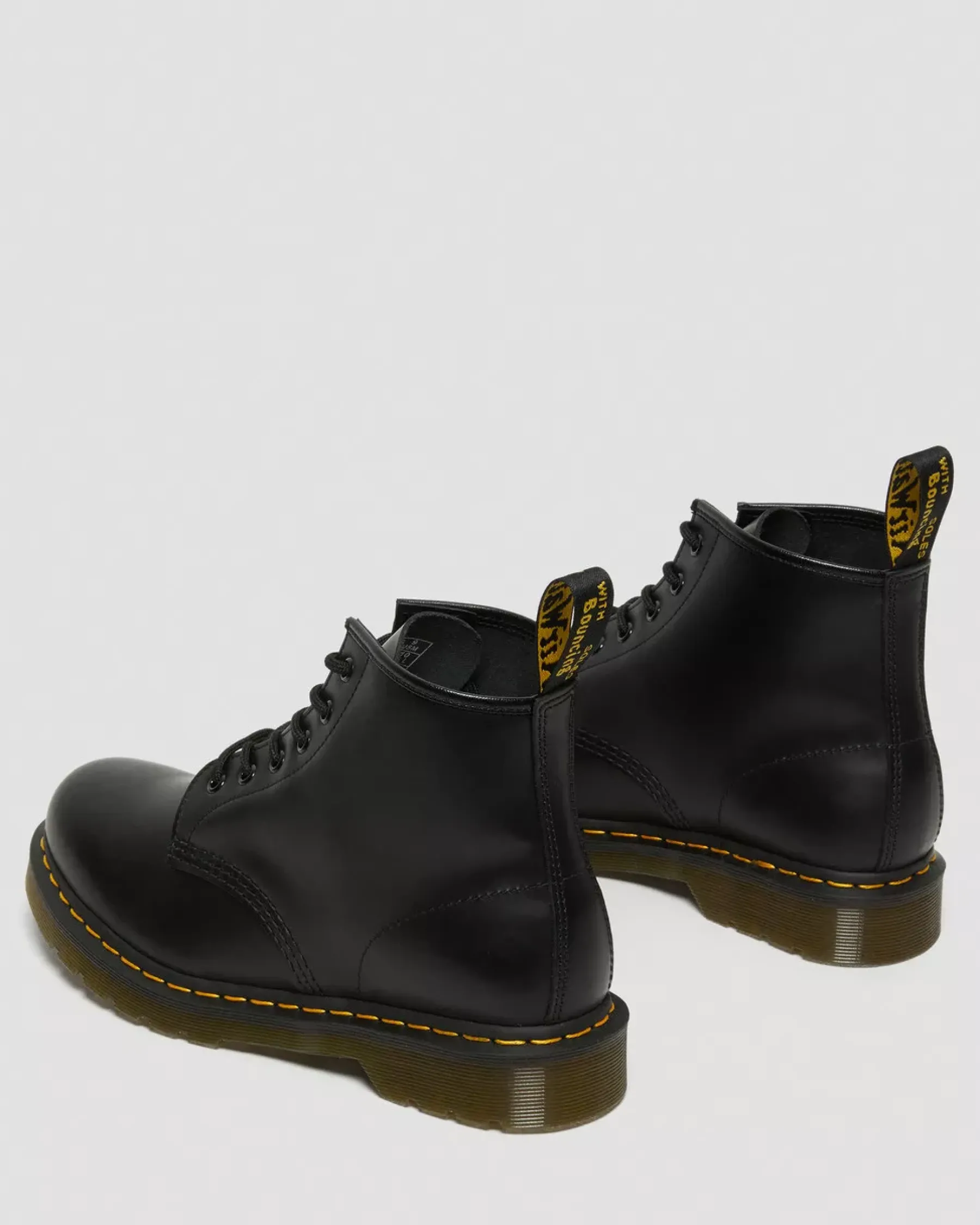 Originals|Ankle Boots>Dr. Martens 101 Yellow Stitch Smooth Leather Ankle Boots Black — Smooth Leather