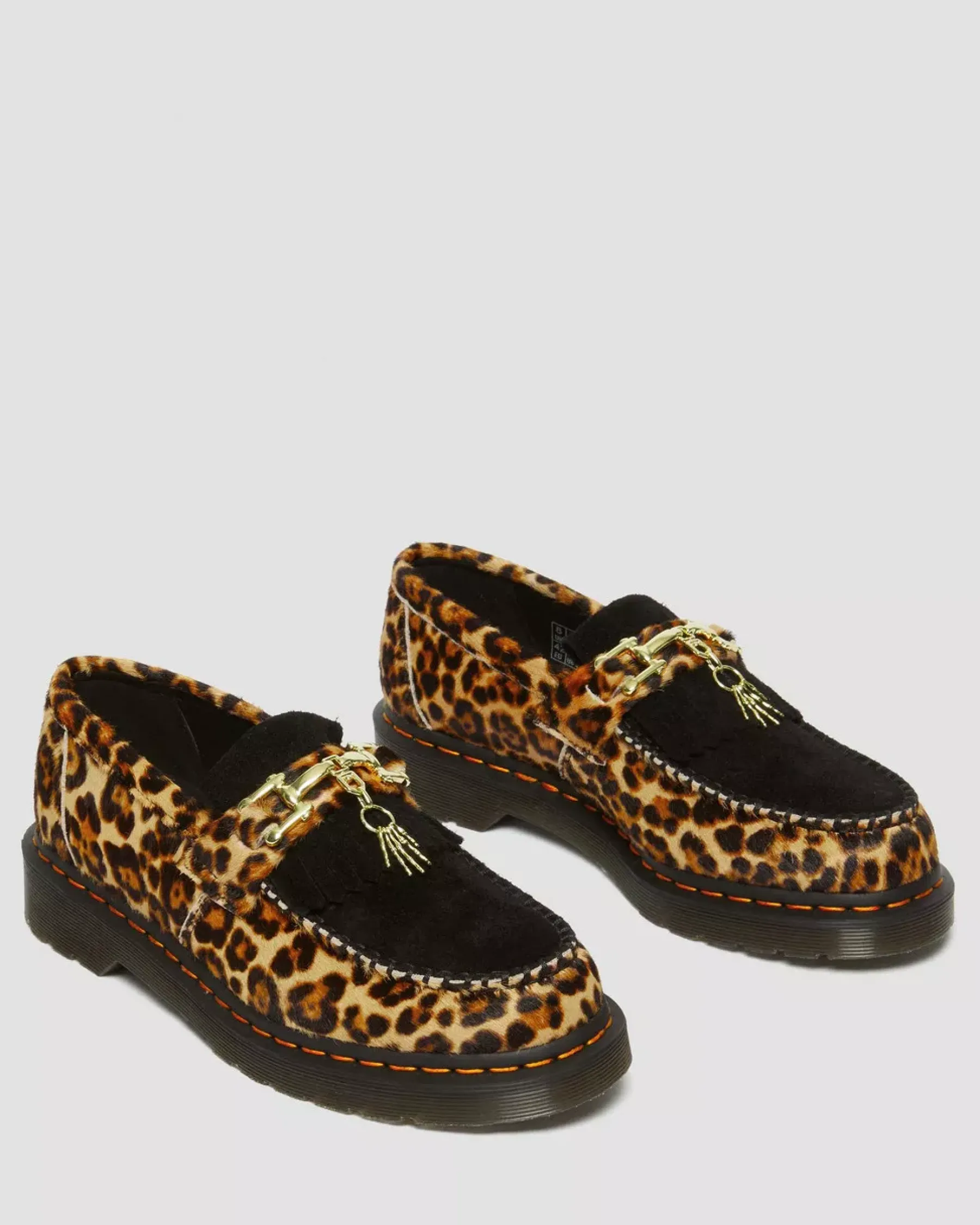 Originals|Shoes>Dr. Martens Adrian Hair-On Leopard Print Snaffle Loafers Archive Leopard + Black — Hair On+Desert Oasis Suede