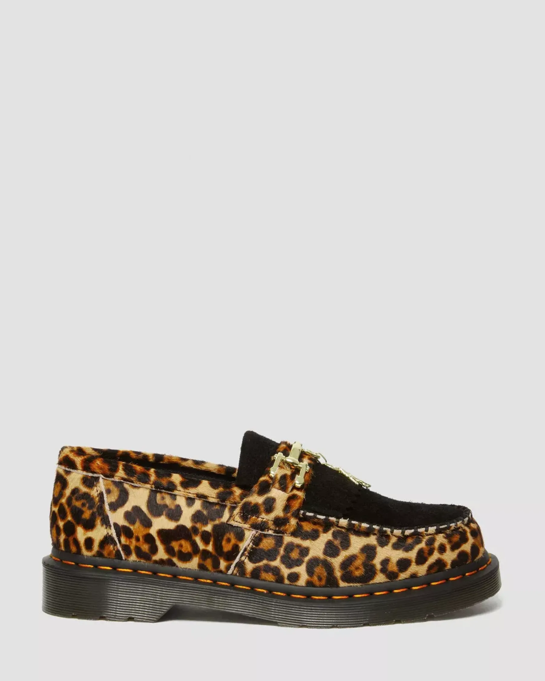 Originals|Shoes>Dr. Martens Adrian Hair-On Leopard Print Snaffle Loafers Archive Leopard + Black — Hair On+Desert Oasis Suede
