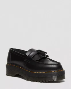 Originals|Platform Shoes>Dr. Martens Adrian Leather Platform Tassel Loafers Black — Smooth Leather