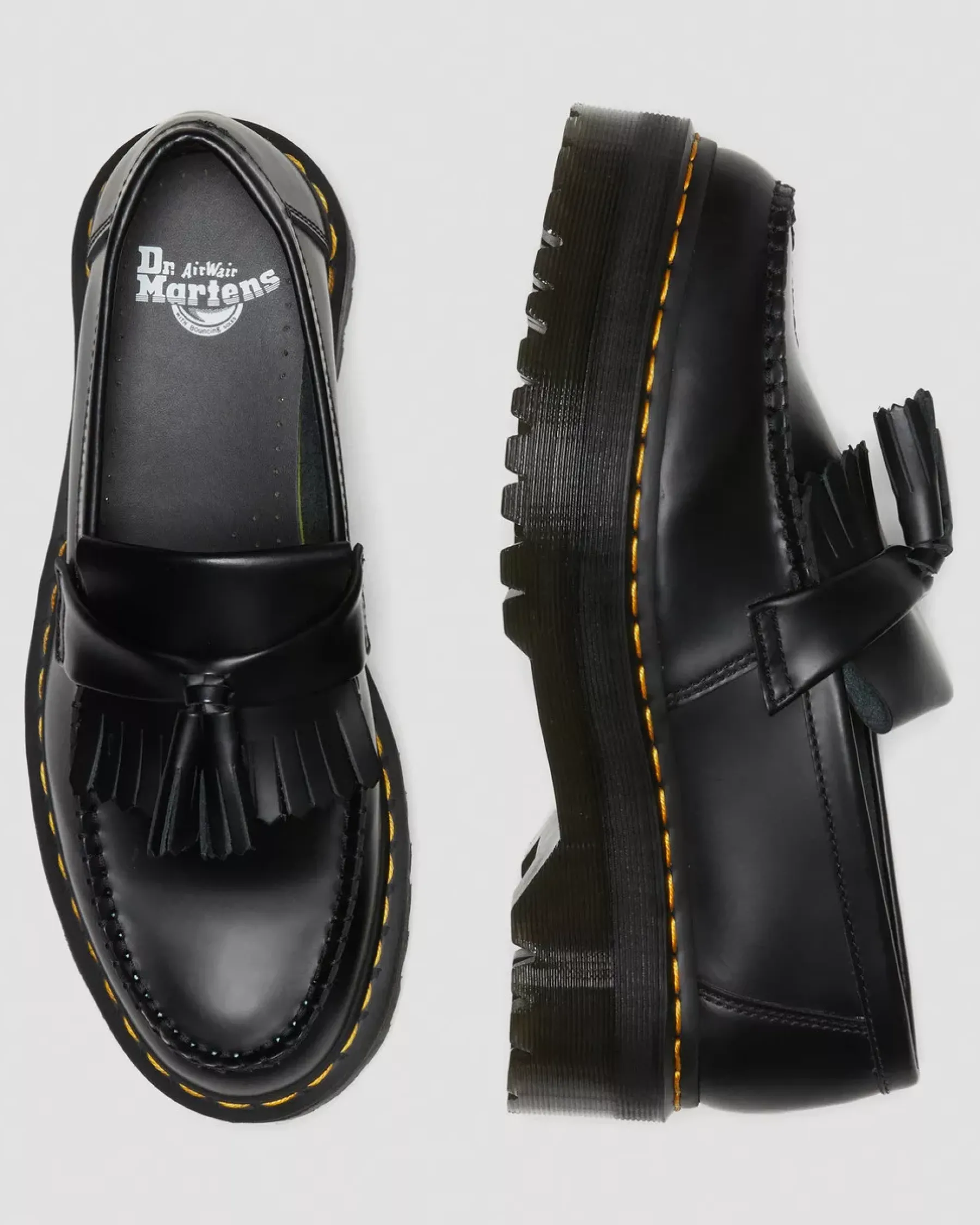 Originals|Platform Shoes>Dr. Martens Adrian Leather Platform Tassel Loafers Black — Smooth Leather