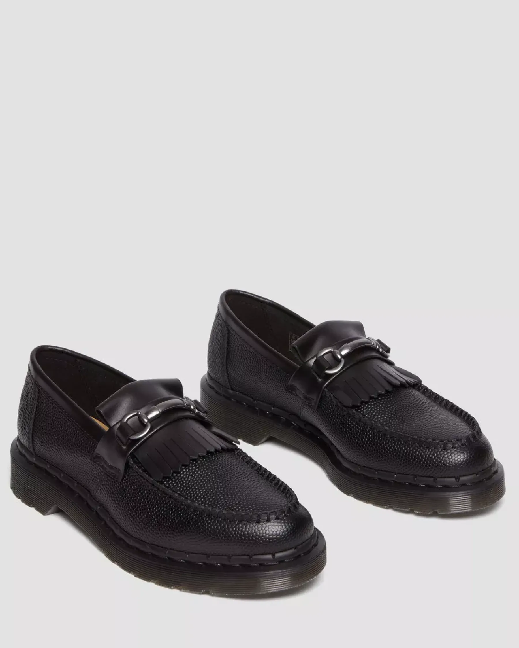 Originals|Shoes>Dr. Martens Adrian Snaffle Pebble Grain Leather Kiltie Loafers BLACK