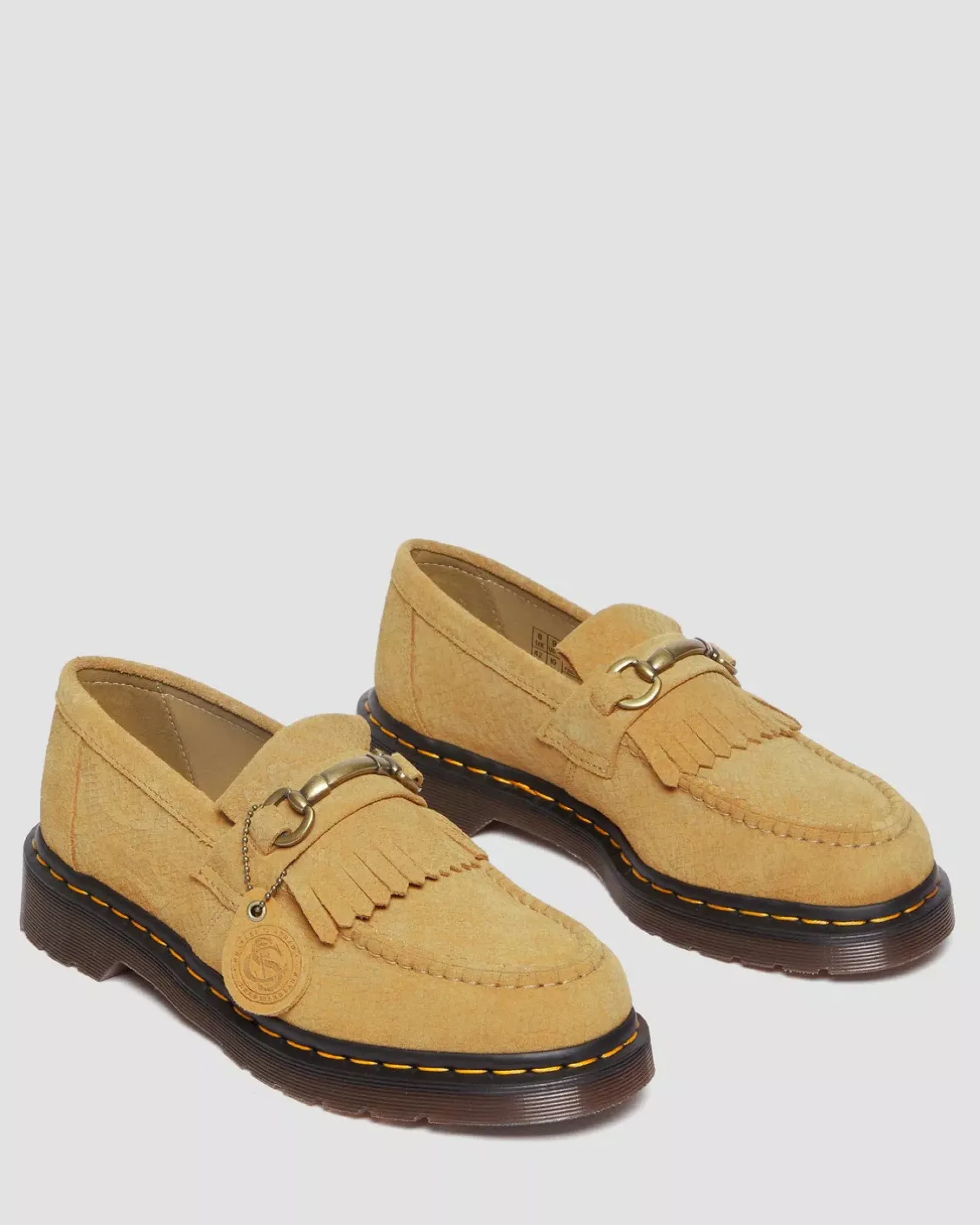 Sale|Originals>Dr. Martens Adrian Snaffle Repello Emboss Suede Kiltie Loafers AUTUMN SPICE — Repello Calf Suede Python Emboss
