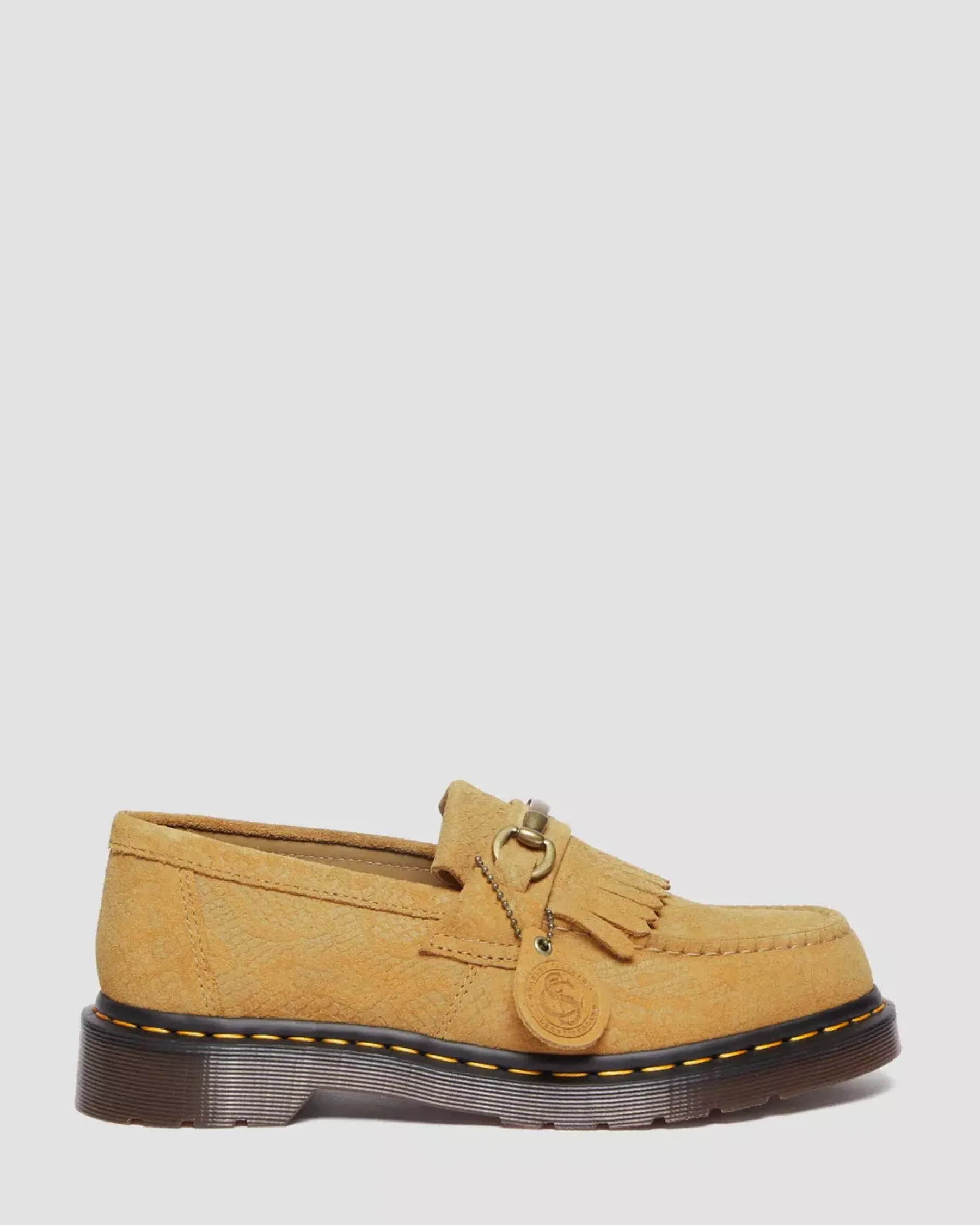 Sale|Originals>Dr. Martens Adrian Snaffle Repello Emboss Suede Kiltie Loafers AUTUMN SPICE — Repello Calf Suede Python Emboss