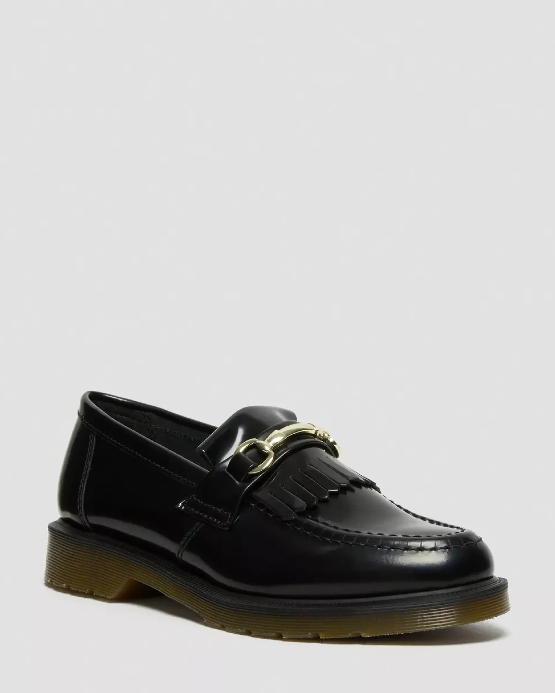 Bestsellers|Shoes>Dr. Martens Adrian Snaffle Smooth Leather Kiltie Loafers Black — Polished Smooth