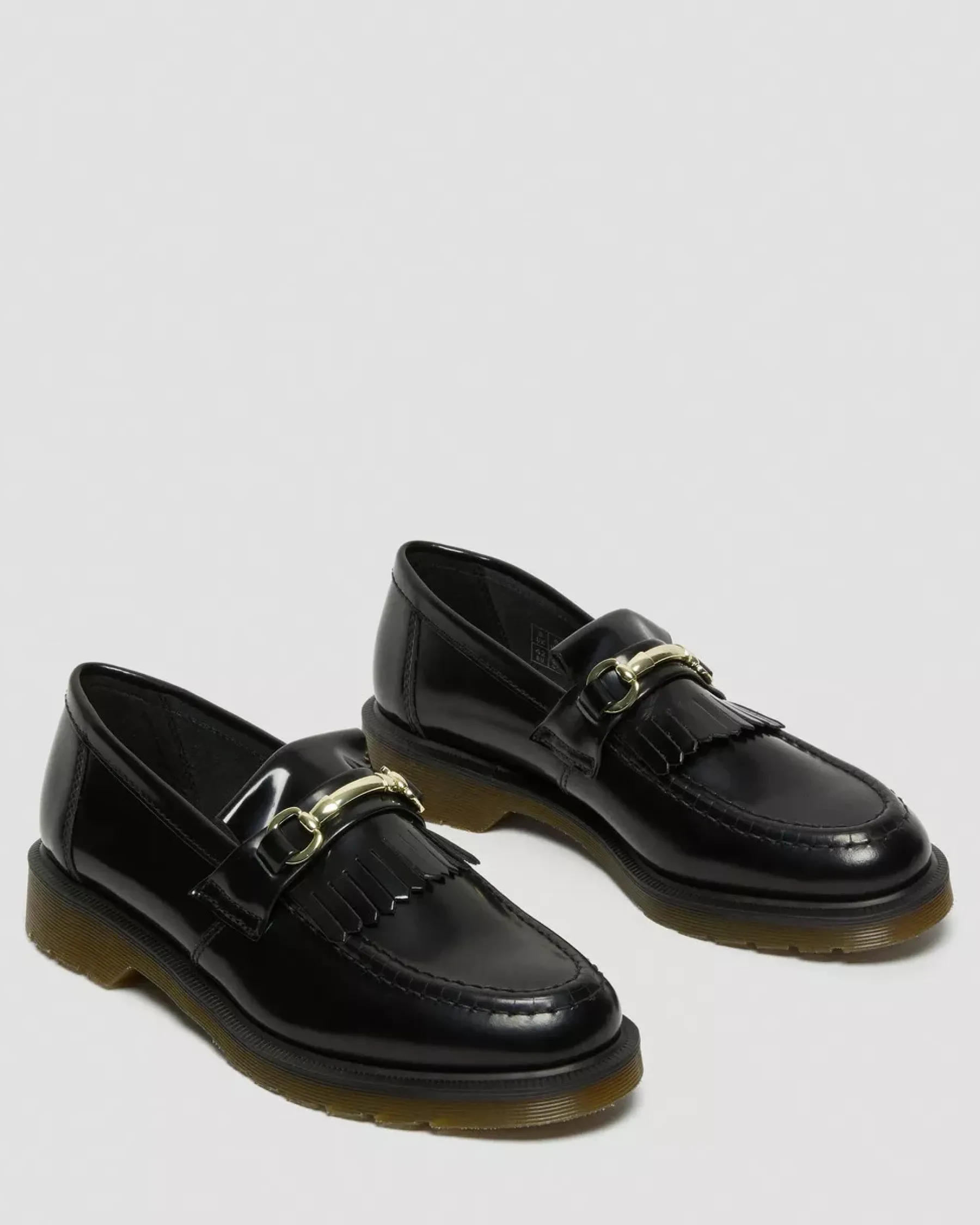 Bestsellers|Shoes>Dr. Martens Adrian Snaffle Smooth Leather Kiltie Loafers Black — Polished Smooth
