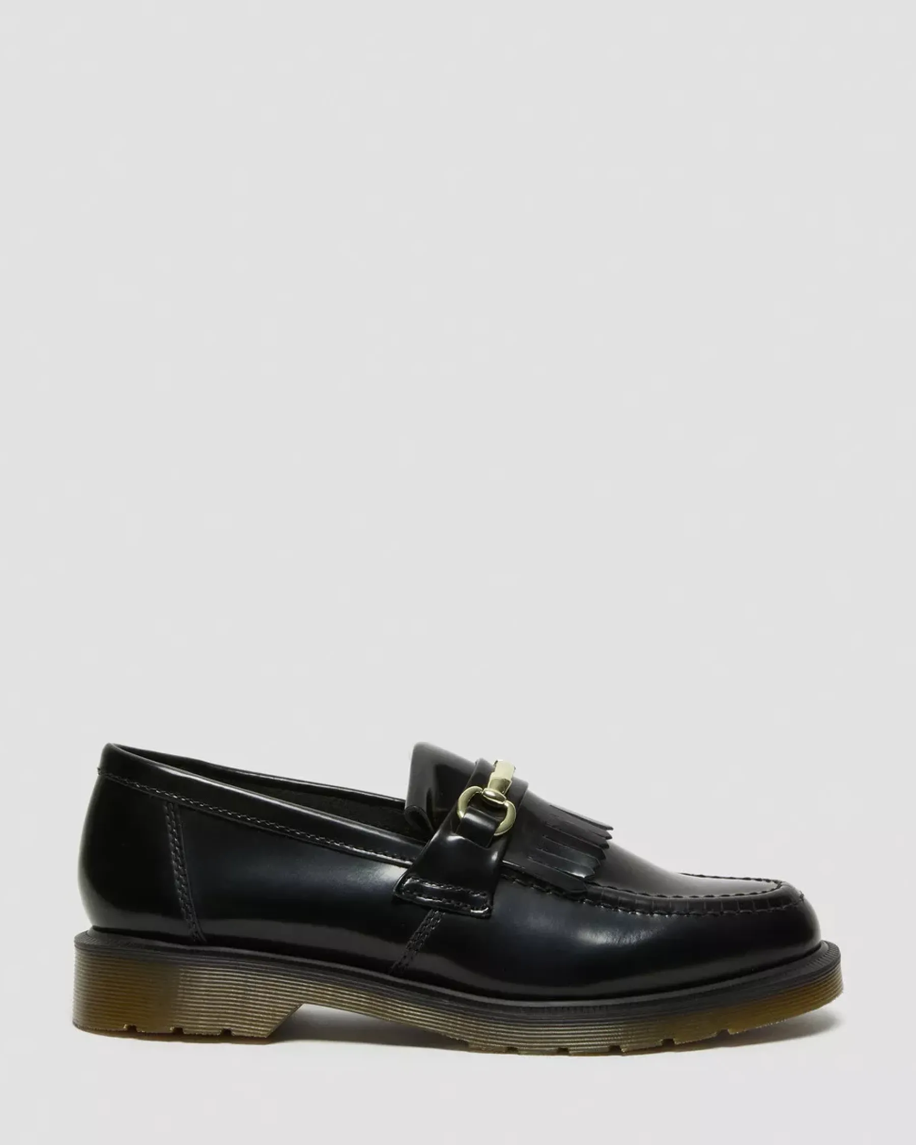 Bestsellers|Shoes>Dr. Martens Adrian Snaffle Smooth Leather Kiltie Loafers Black — Polished Smooth
