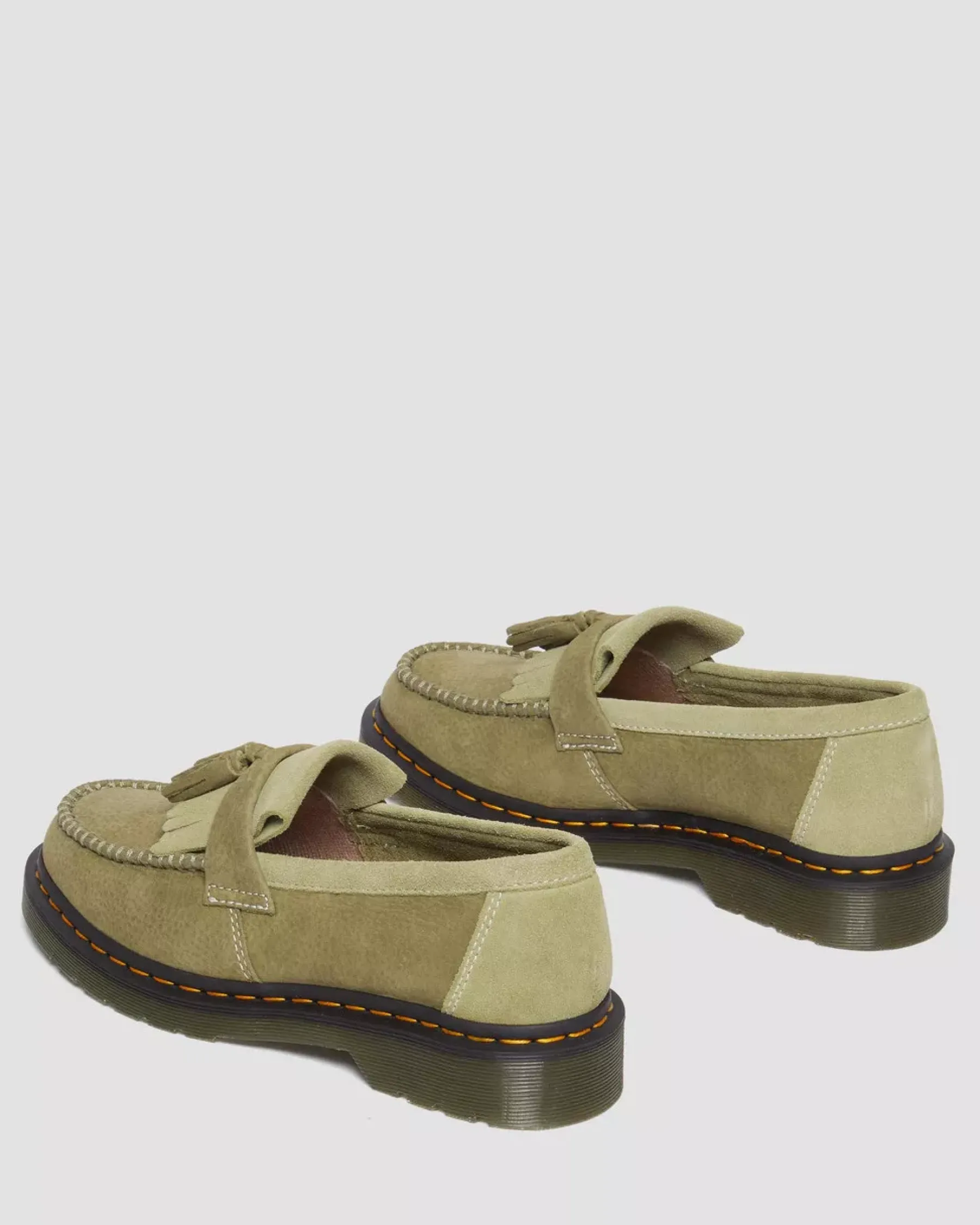 Originals|Shoes>Dr. Martens Adrian Tumbled Nubuck Leather Tassel Loafers Muted Olive — Tumbled Nubuck