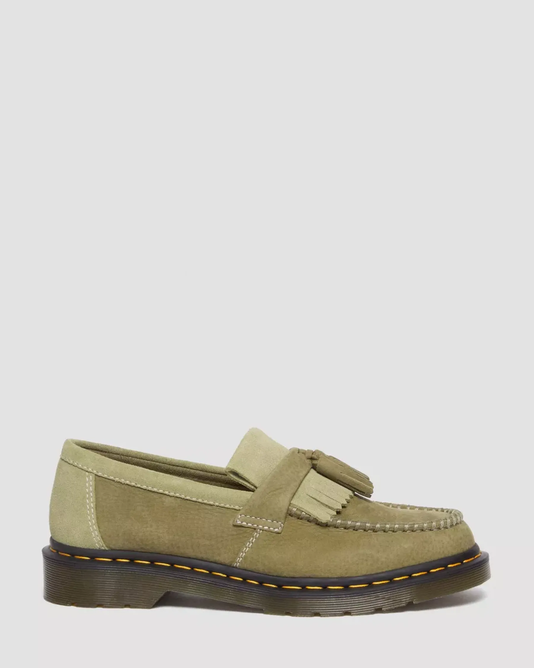 Originals|Shoes>Dr. Martens Adrian Tumbled Nubuck Leather Tassel Loafers Muted Olive — Tumbled Nubuck