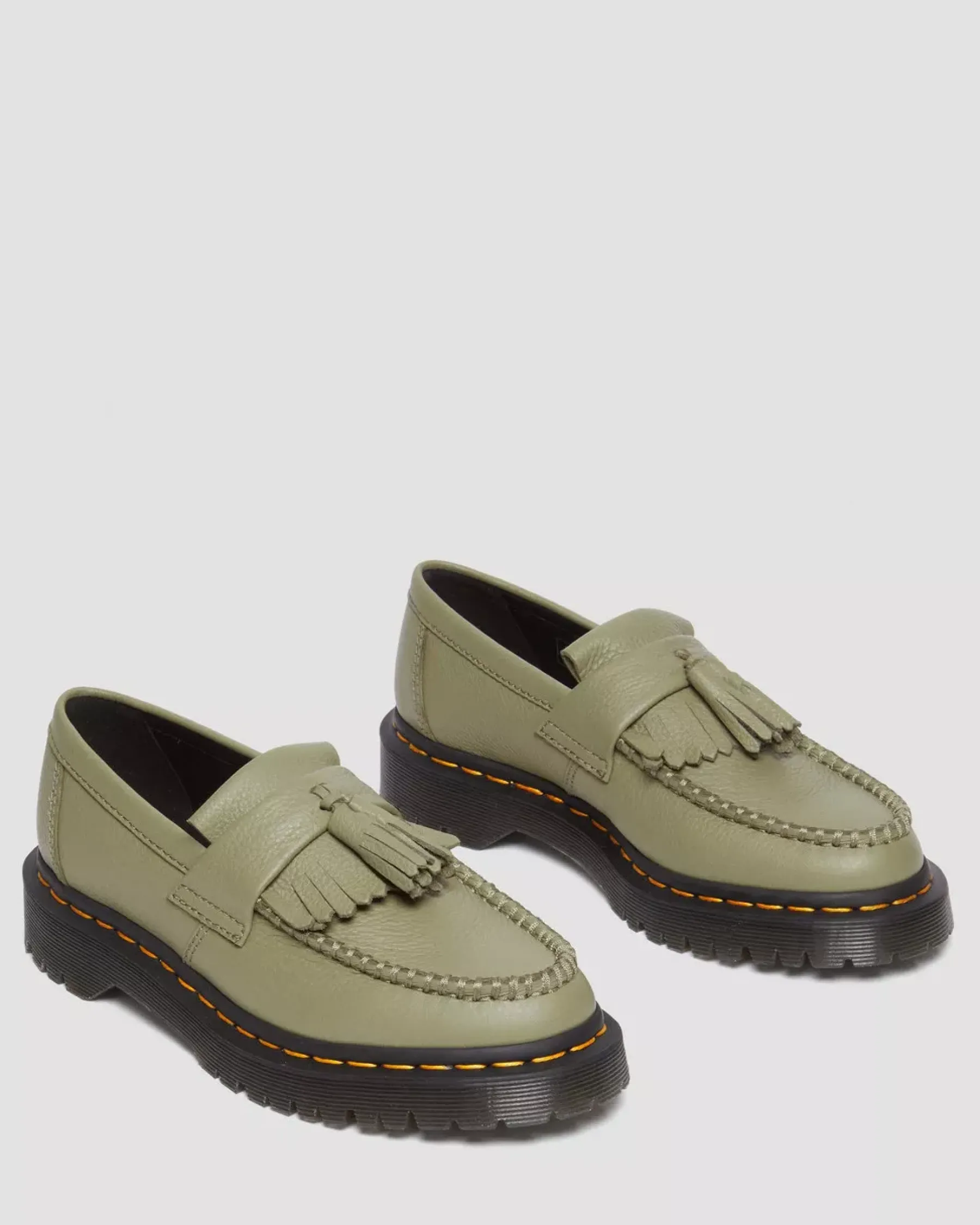 Originals|Shoes>Dr. Martens Adrian Women's Virginia Leather Tassel Loafers Muted Olive — Virginia