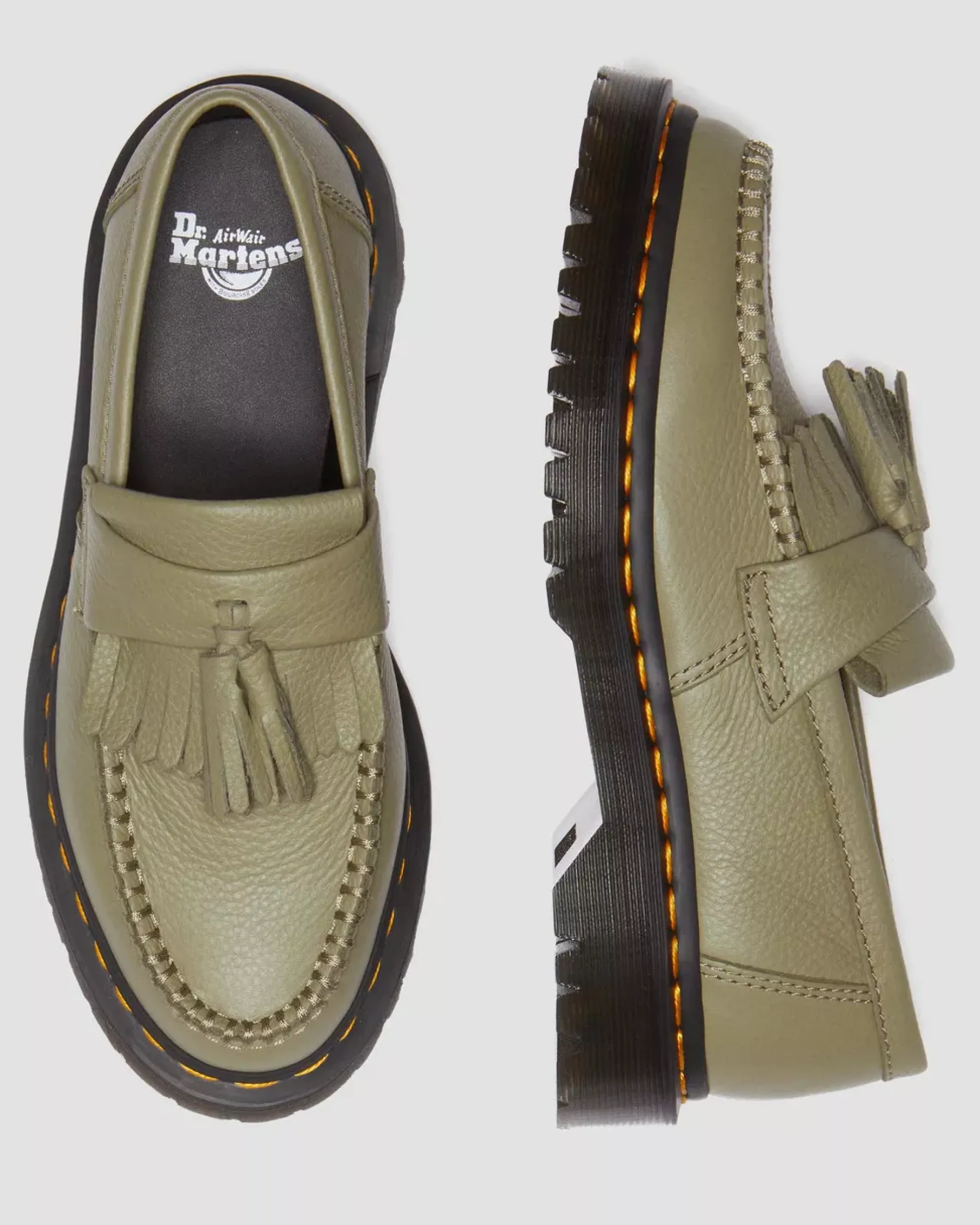 Originals|Shoes>Dr. Martens Adrian Women's Virginia Leather Tassel Loafers Muted Olive — Virginia
