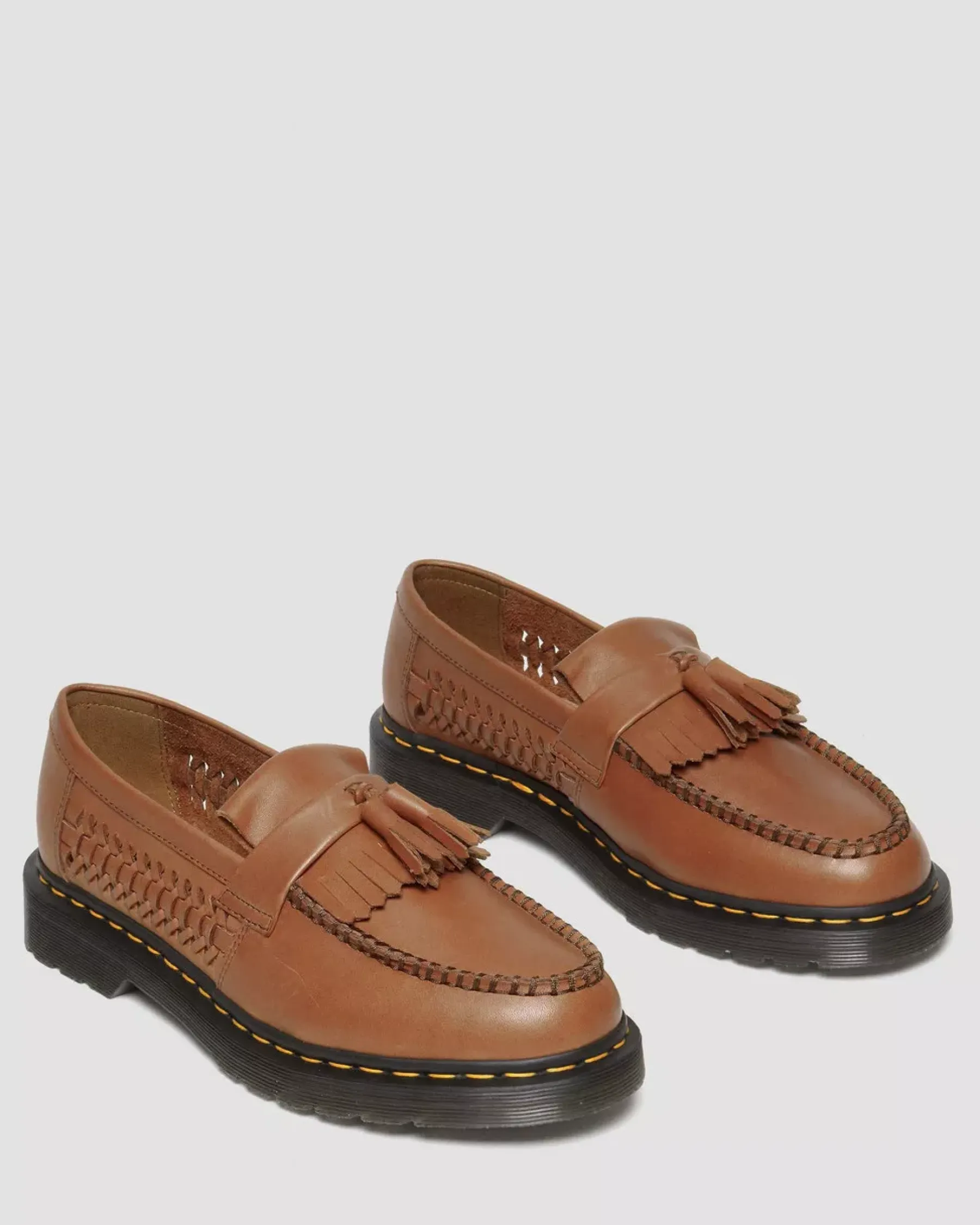 Originals|Shoes>Dr. Martens Adrian Woven Leather Tassel Loafers British Tan — Aniline