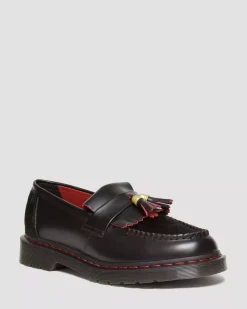 Originals|Shoes>Dr. Martens Adrian Year of the Dragon Hair-On Tassel Loafers Black+Red+Black — Smooth Slice+Hair On