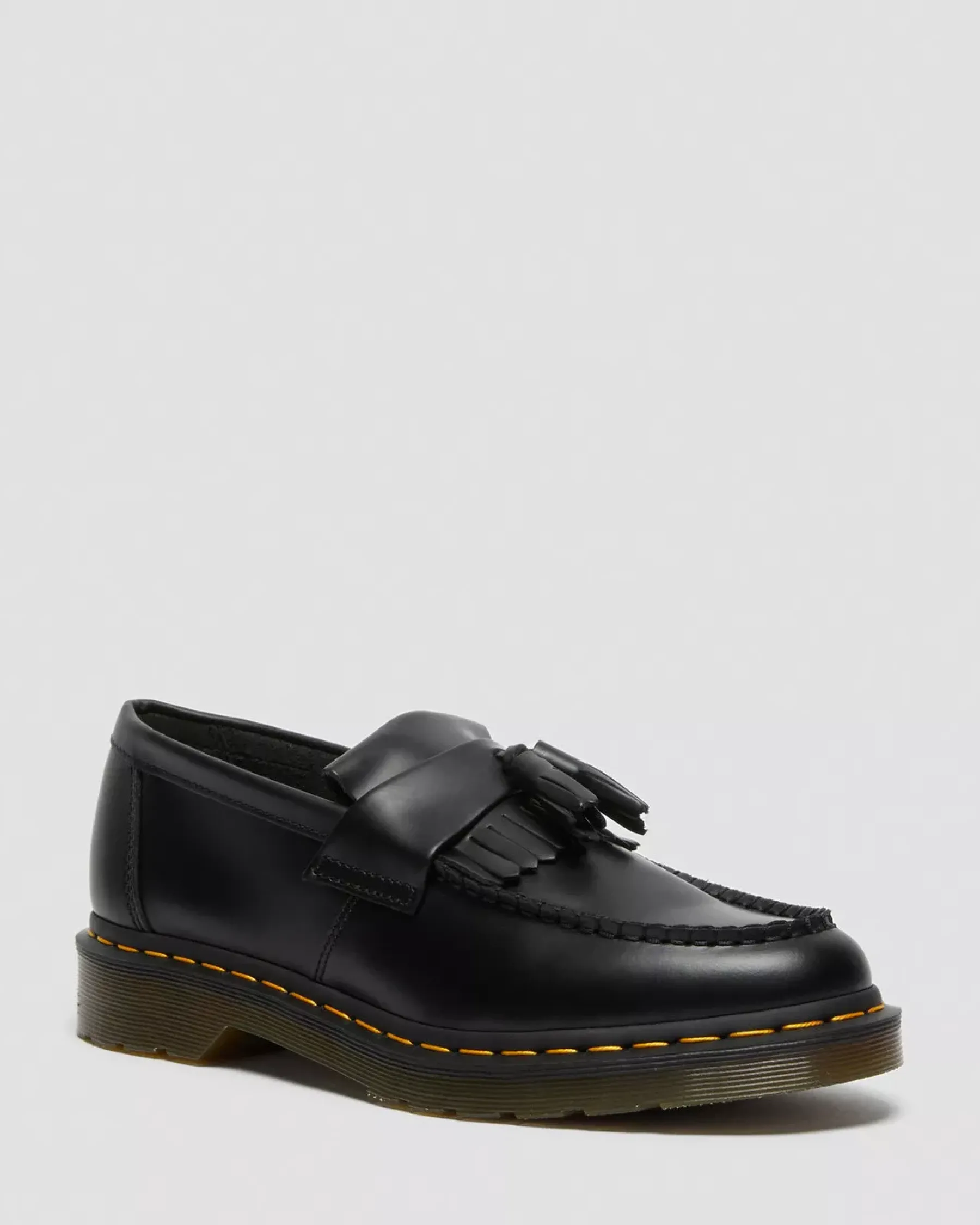 Originals|Bestsellers>Dr. Martens Adrian Yellow Stitch Leather Tassel Loafers Black — Smooth Leather