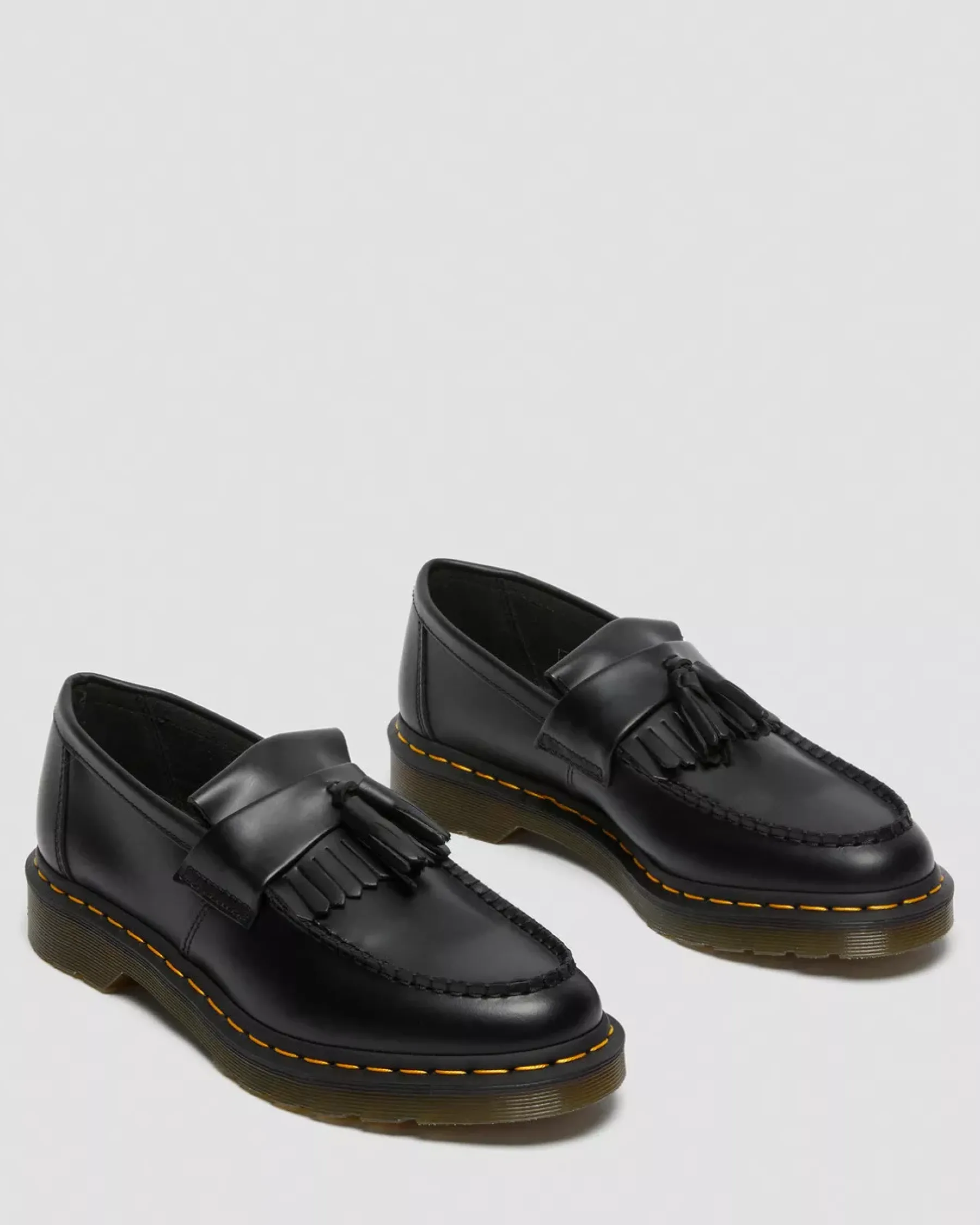 Originals|Bestsellers>Dr. Martens Adrian Yellow Stitch Leather Tassel Loafers Black — Smooth Leather