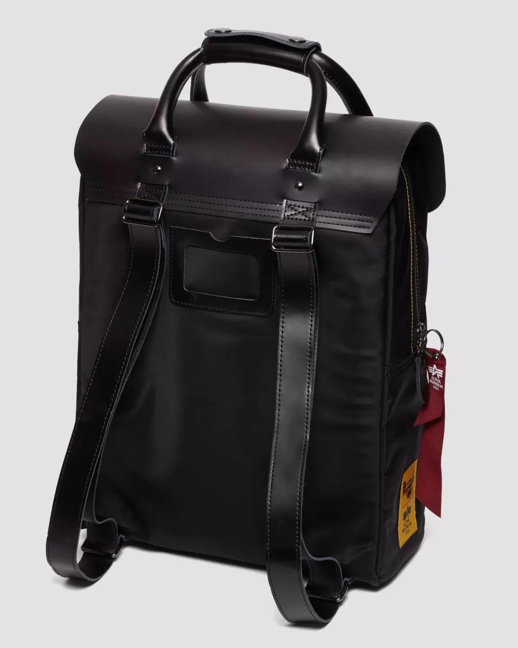 Accessories|Collaborations>Dr. Martens Alpha Industries Leather & Nylon Backpack Black