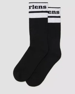 Socks|Accessories>Dr. Martens Athletic Logo Organic Cotton Blend Socks Black+White — Cotton Blend