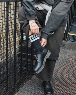 Socks|Accessories>Dr. Martens Athletic Logo Organic Cotton Blend Socks Black+White — Cotton Blend